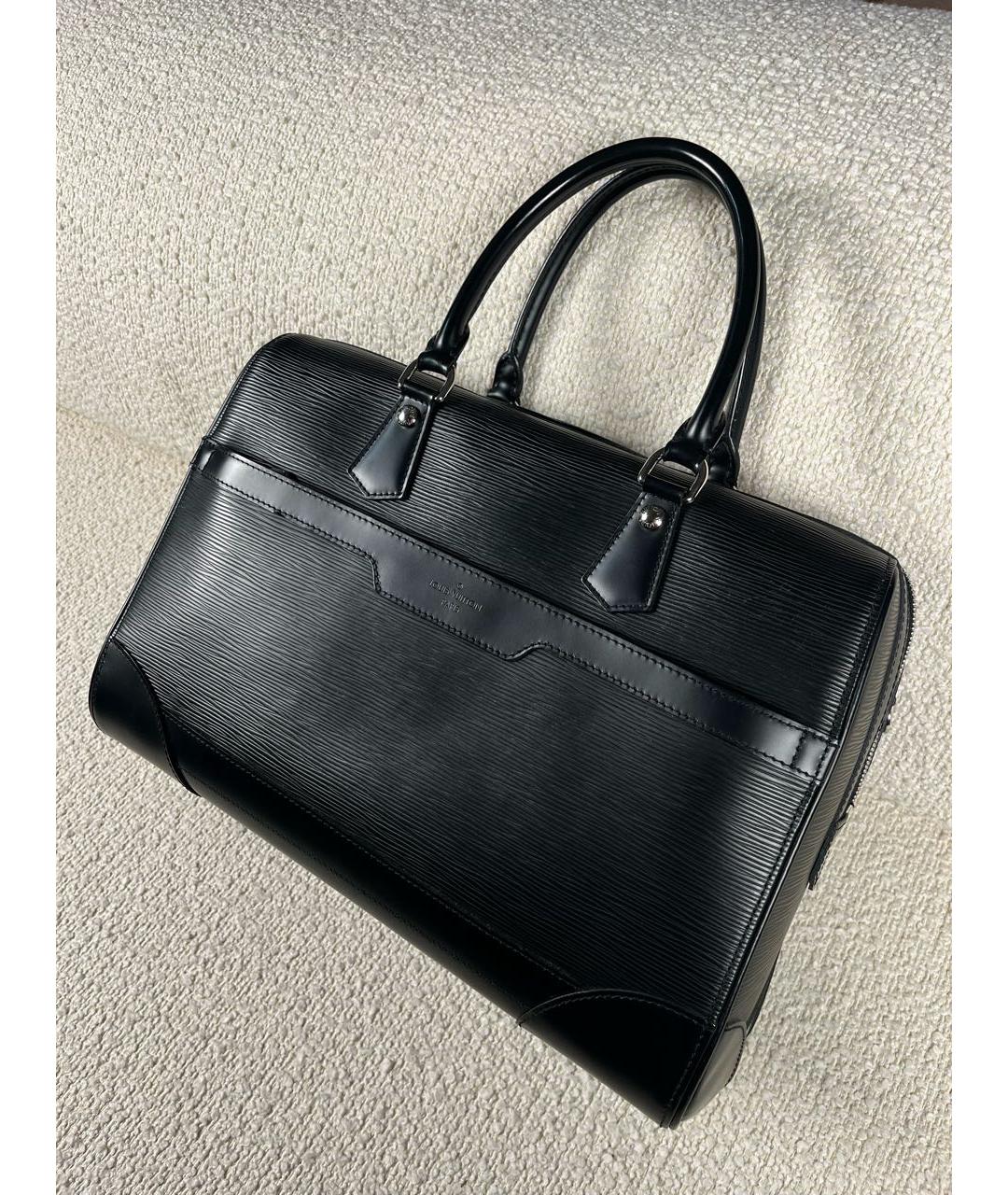 LOUIS VUITTON Черная кожаная сумка с короткими ручками, фото 6