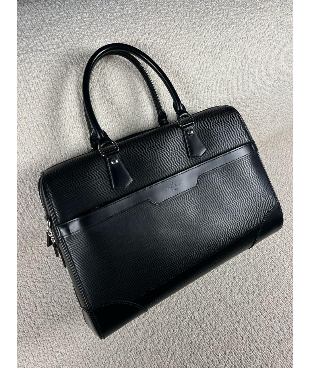 LOUIS VUITTON Черная кожаная сумка с короткими ручками, фото 2