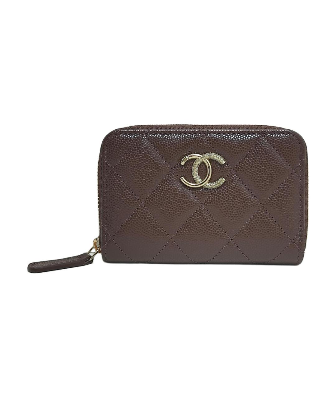 CHANEL Коричневый кожаный кардхолдер, фото 1