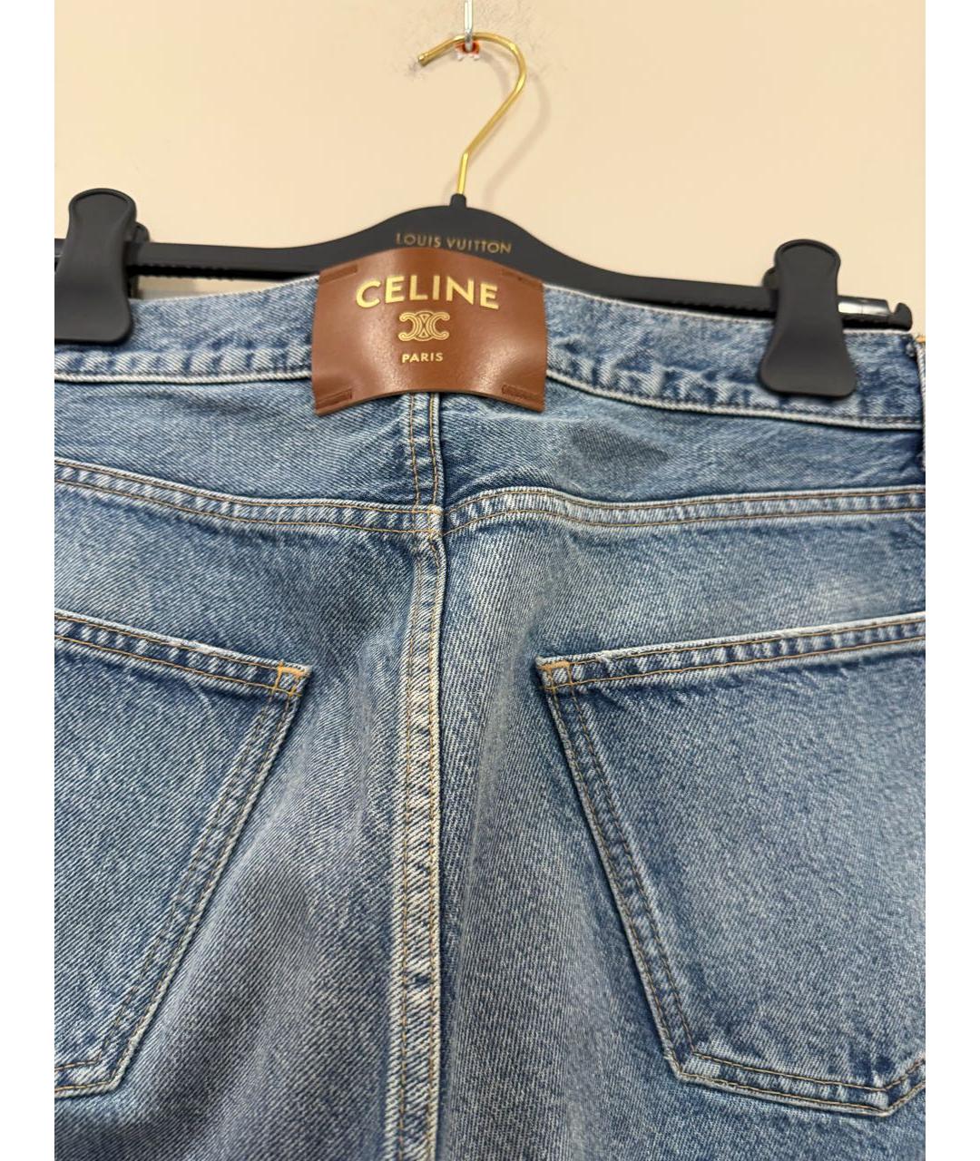 CELINE Синие хлопковые прямые джинсы, фото 4
