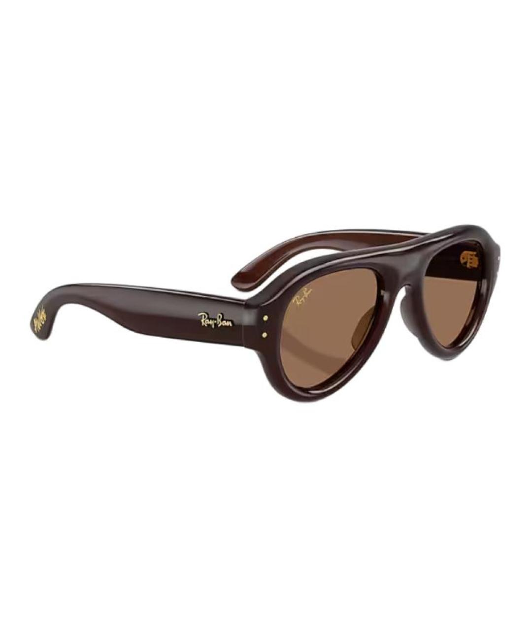 RAY BAN Коричневые пластиковые солнцезащитные очки, фото 5