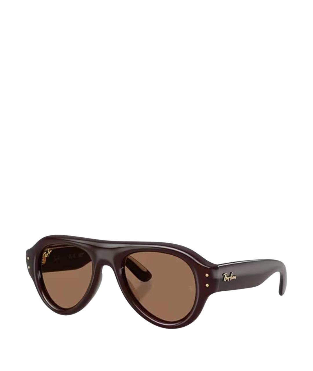 RAY BAN Коричневые пластиковые солнцезащитные очки, фото 1