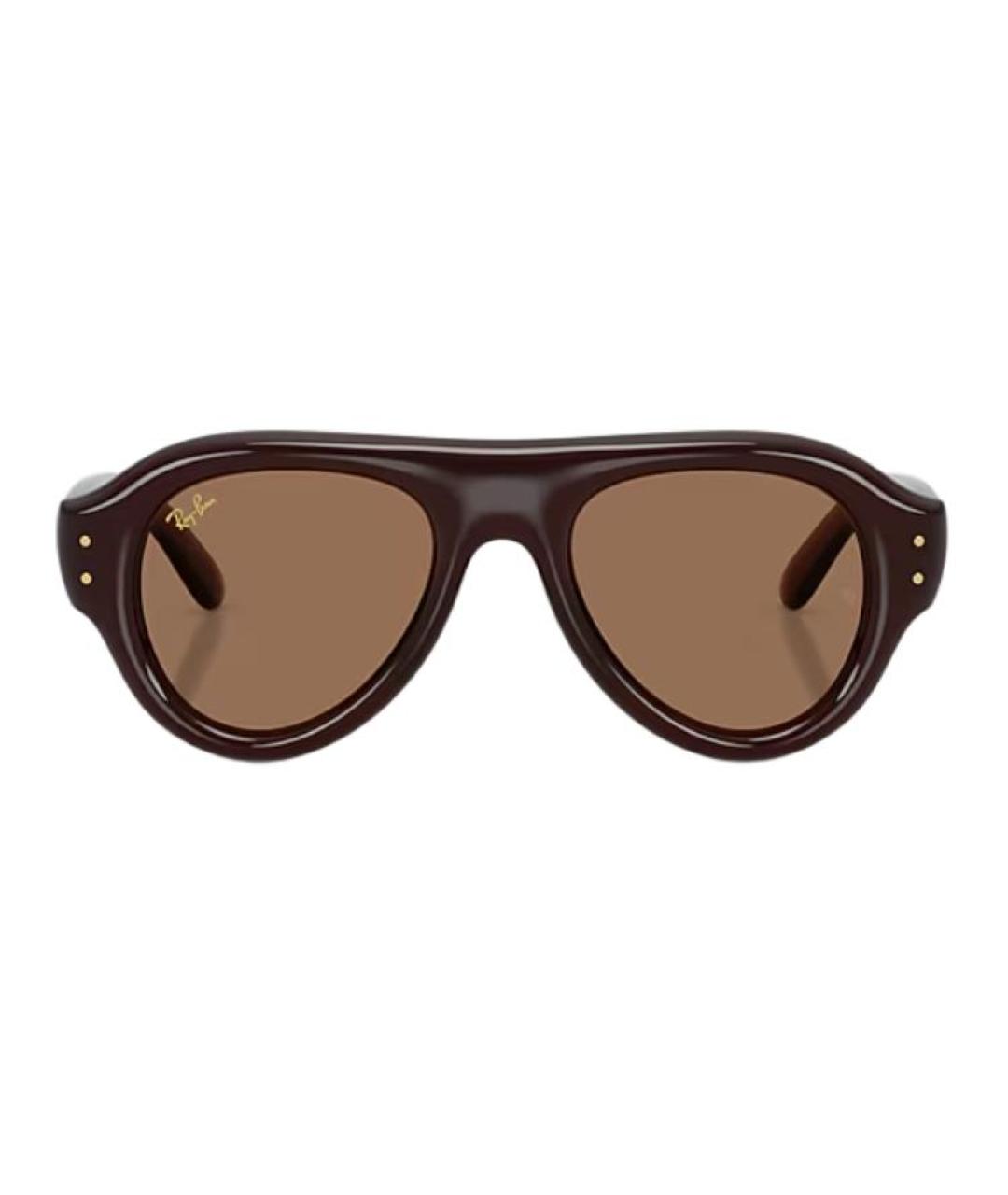 RAY BAN Коричневые пластиковые солнцезащитные очки, фото 2
