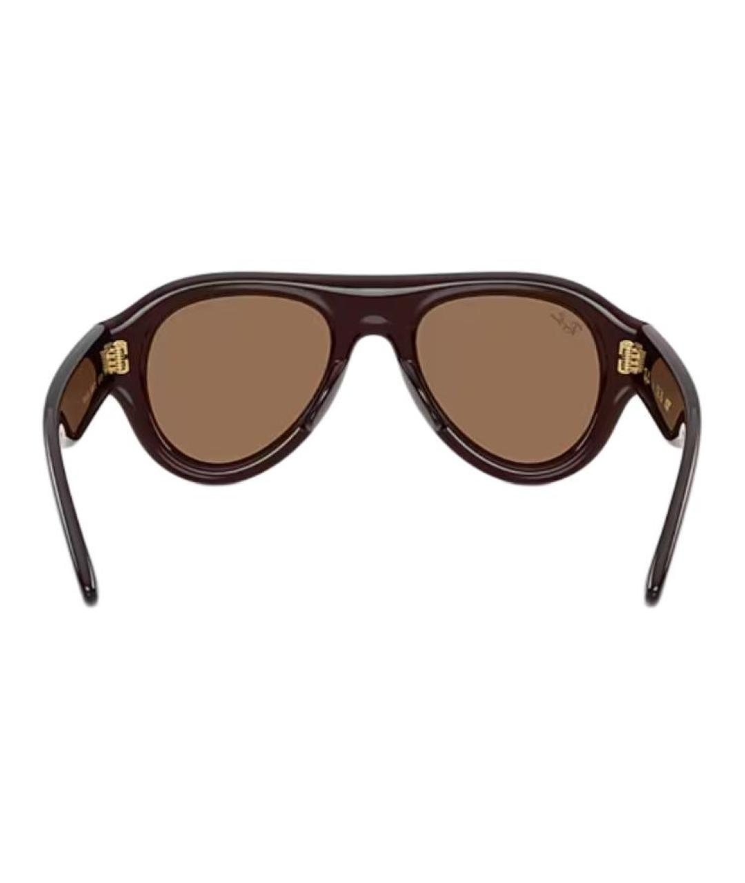RAY BAN Коричневые пластиковые солнцезащитные очки, фото 4