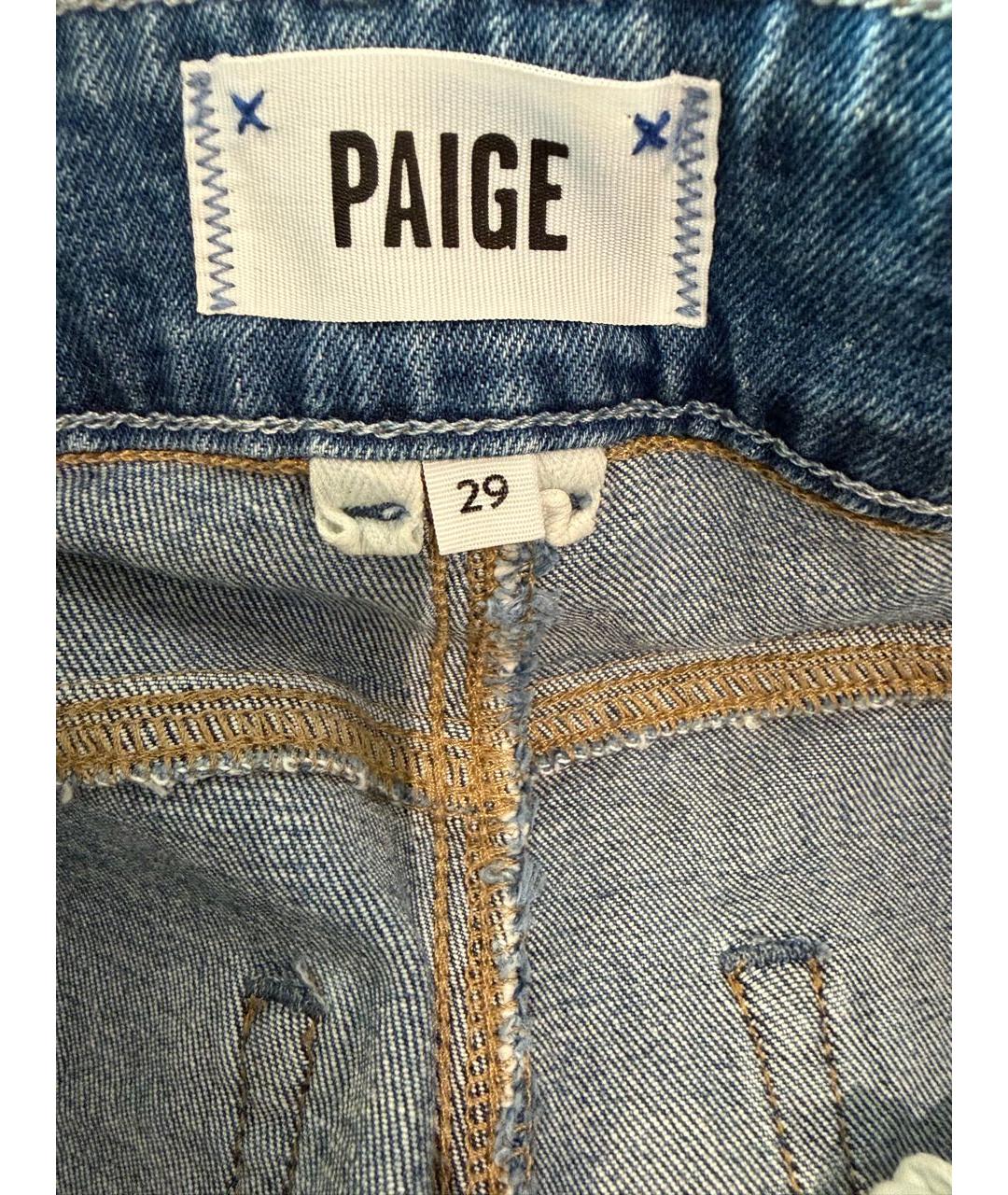 PAIGE Синие хлопко-эластановые прямые джинсы, фото 5