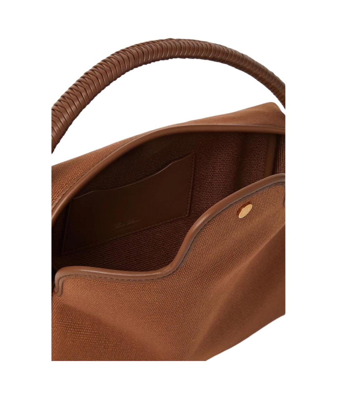 LORO PIANA Коричневая тканевая сумка через плечо, фото 3