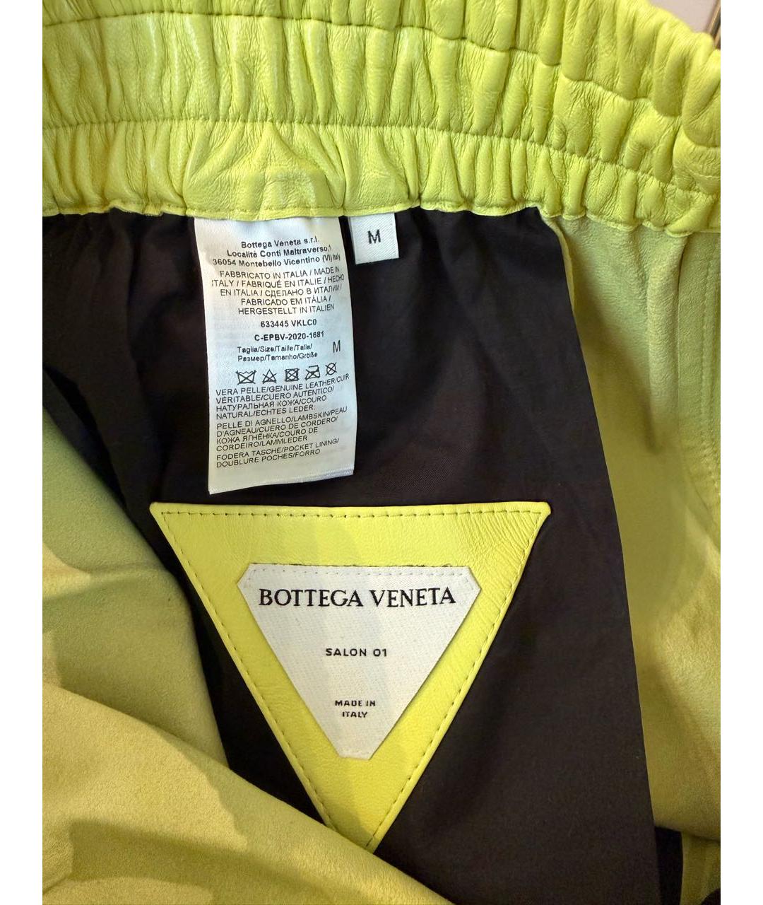BOTTEGA VENETA Желтые кожаные шорты, фото 6