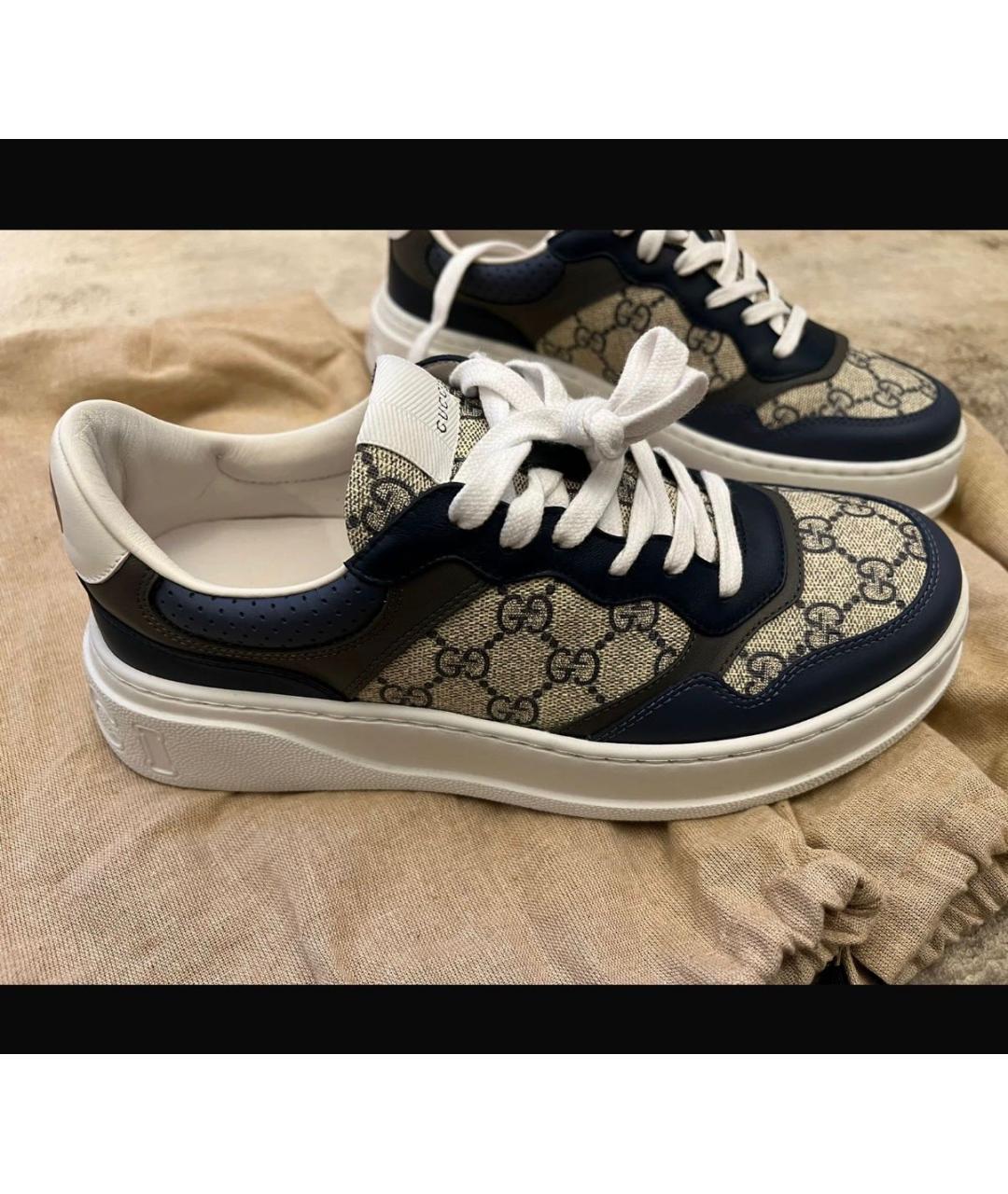 GUCCI Белые кожаные низкие кроссовки / кеды, фото 4