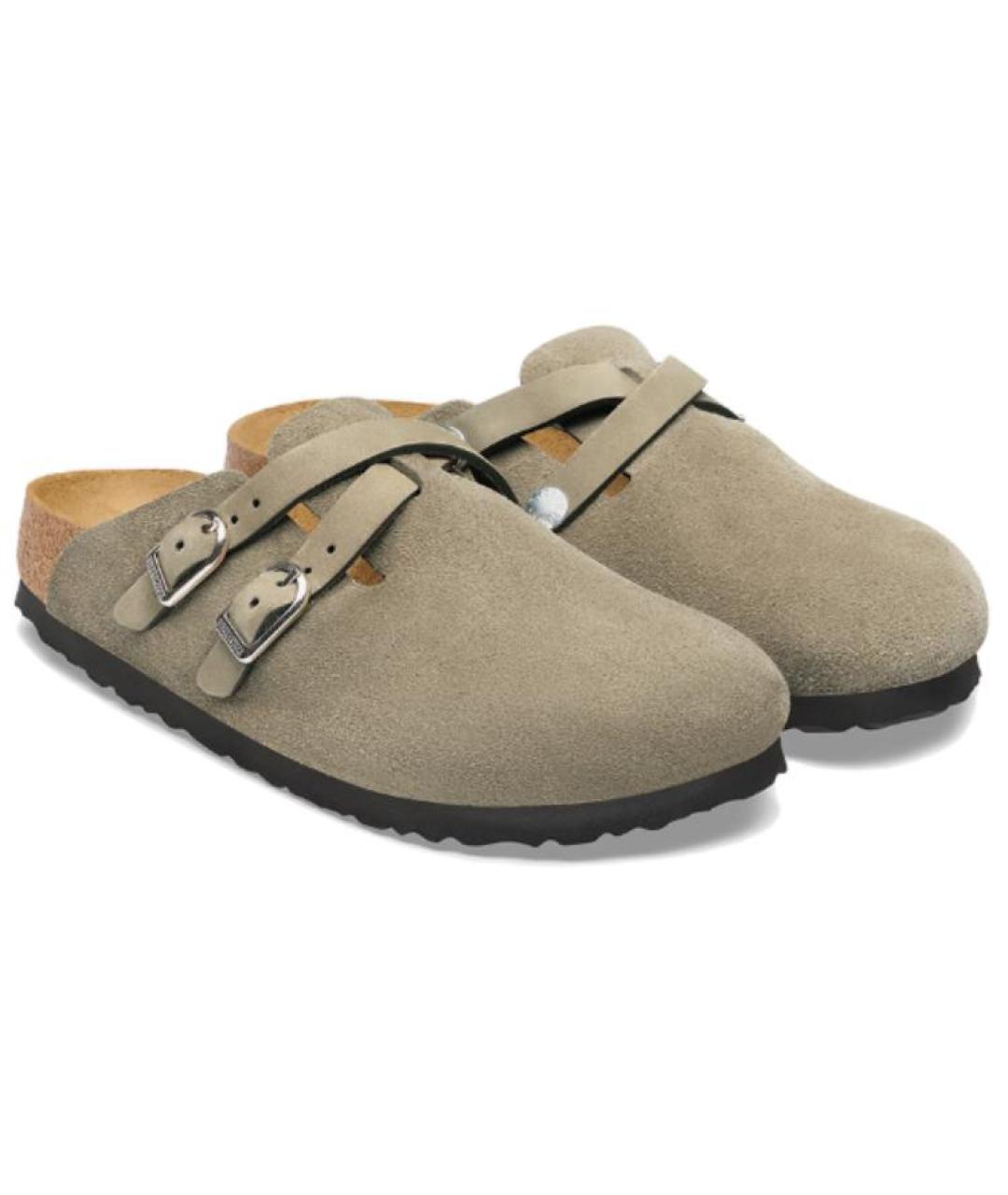 BIRKENSTOCK Бежевые замшевые сабо, фото 2