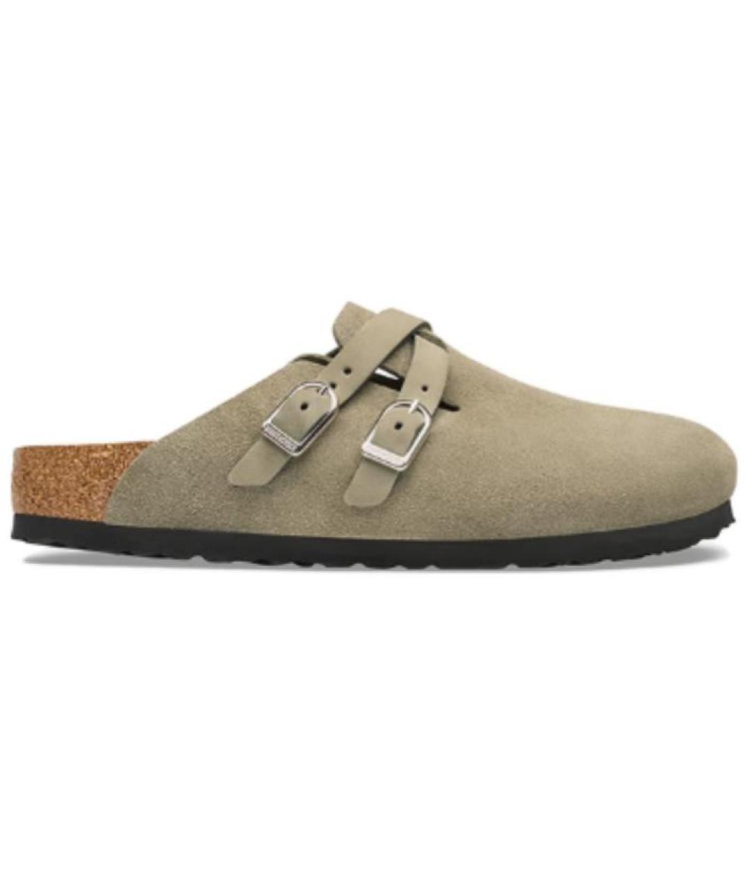 BIRKENSTOCK Бежевые замшевые сабо, фото 1