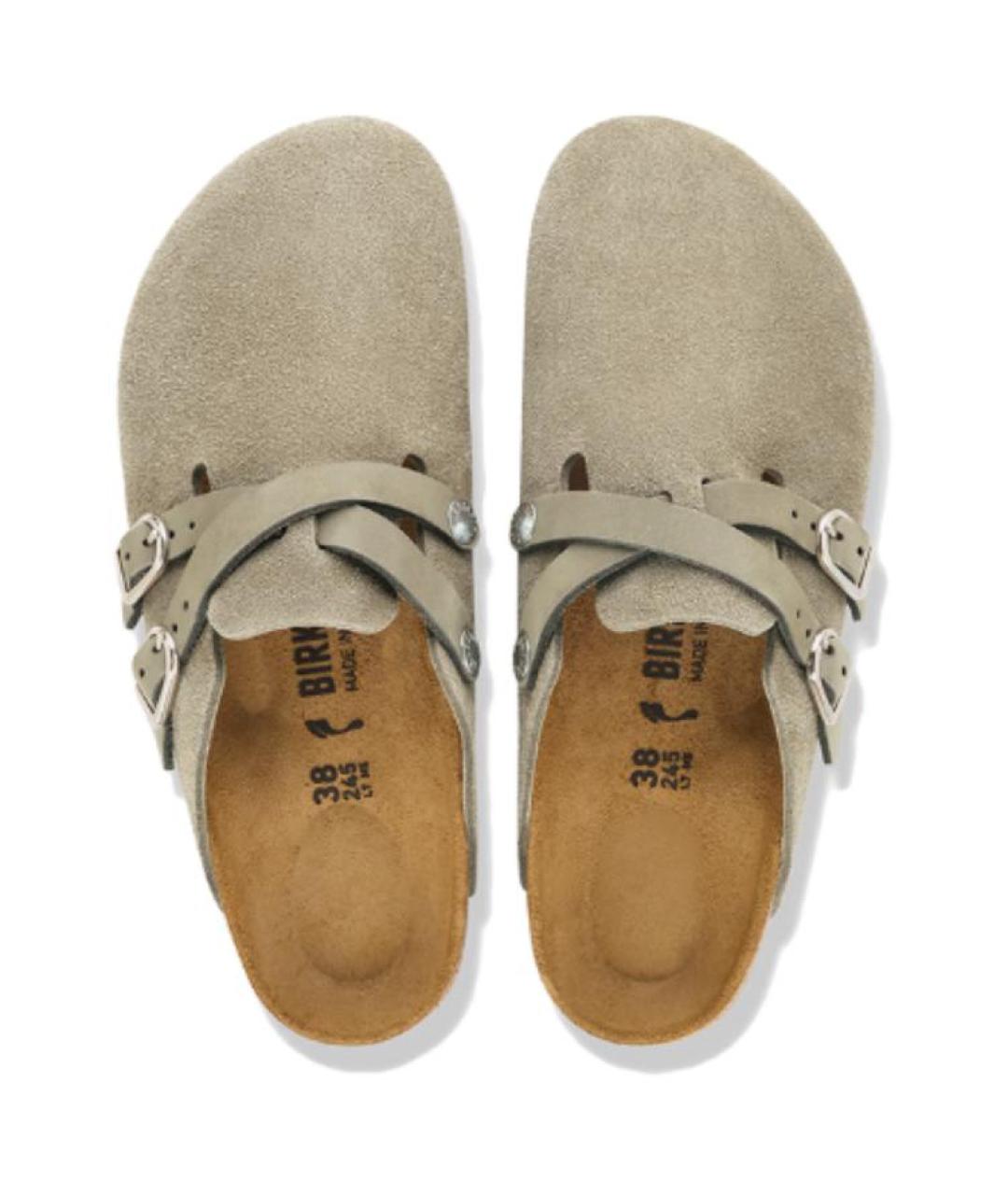 BIRKENSTOCK Бежевые замшевые сабо, фото 3