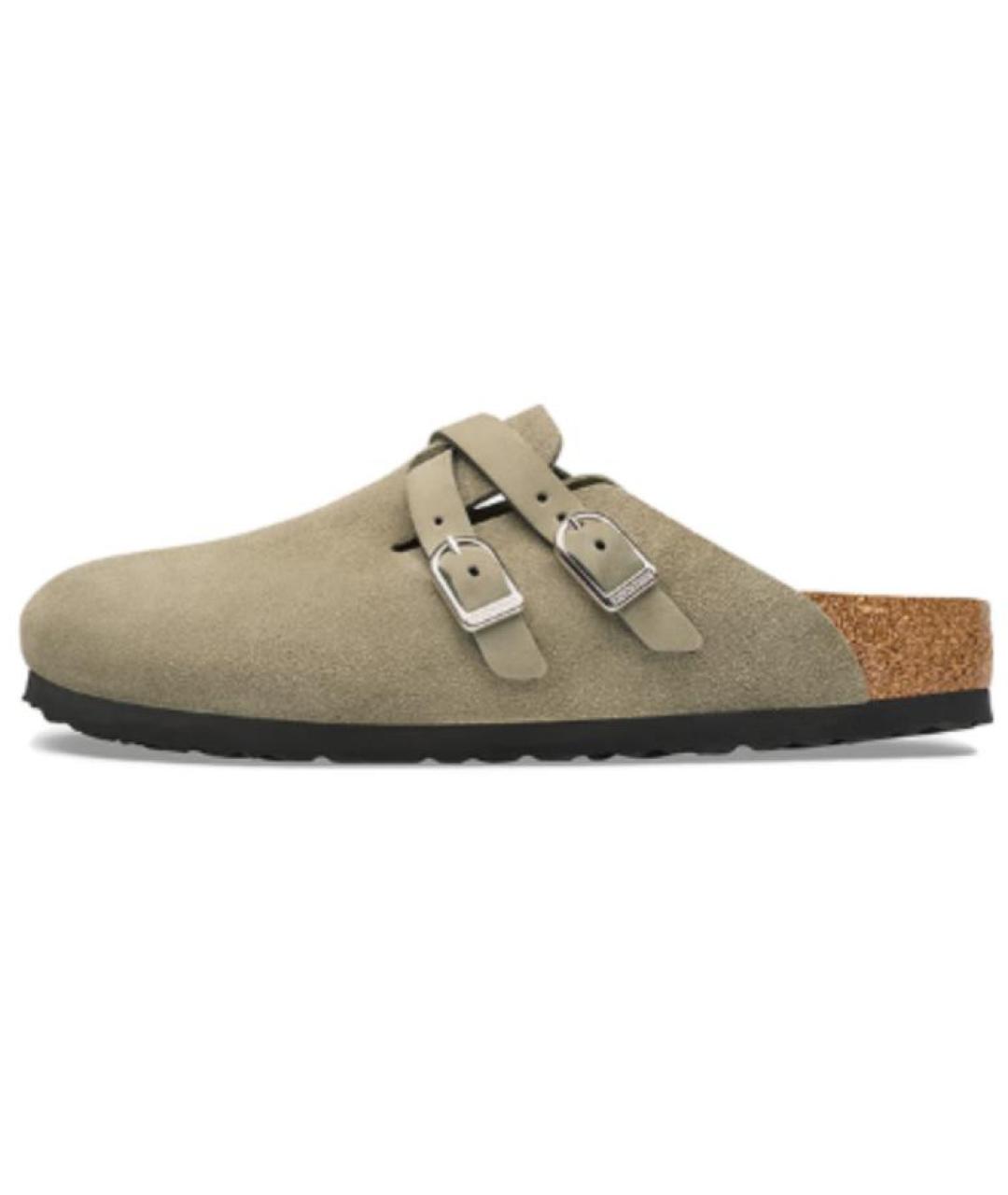 BIRKENSTOCK Бежевые замшевые сабо, фото 4