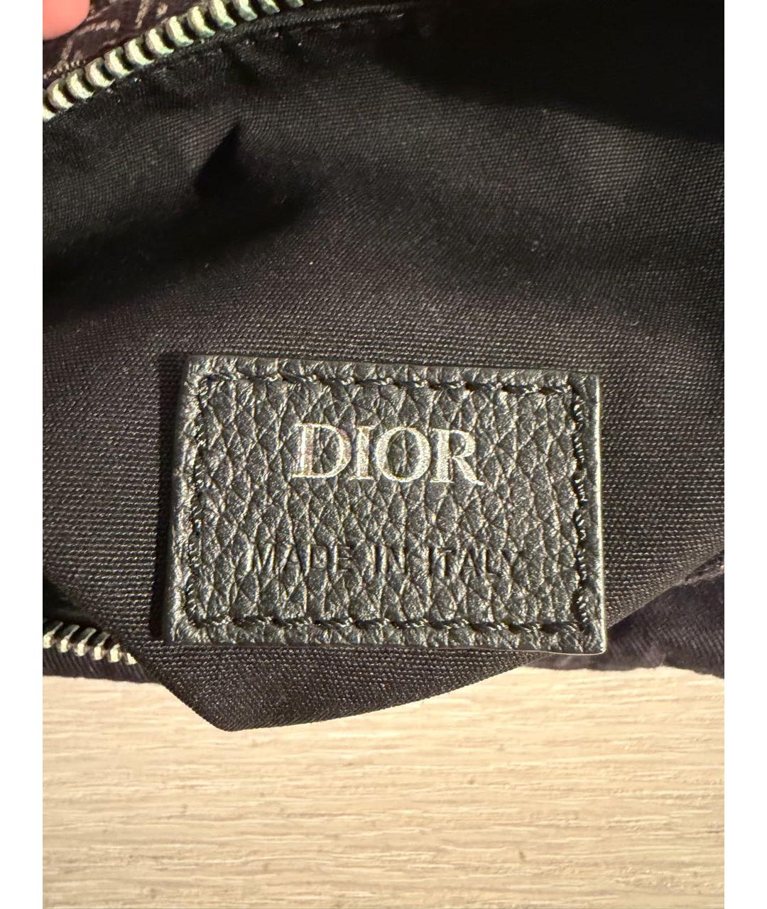 CHRISTIAN DIOR Черная жаккардовая сумка на плечо, фото 4