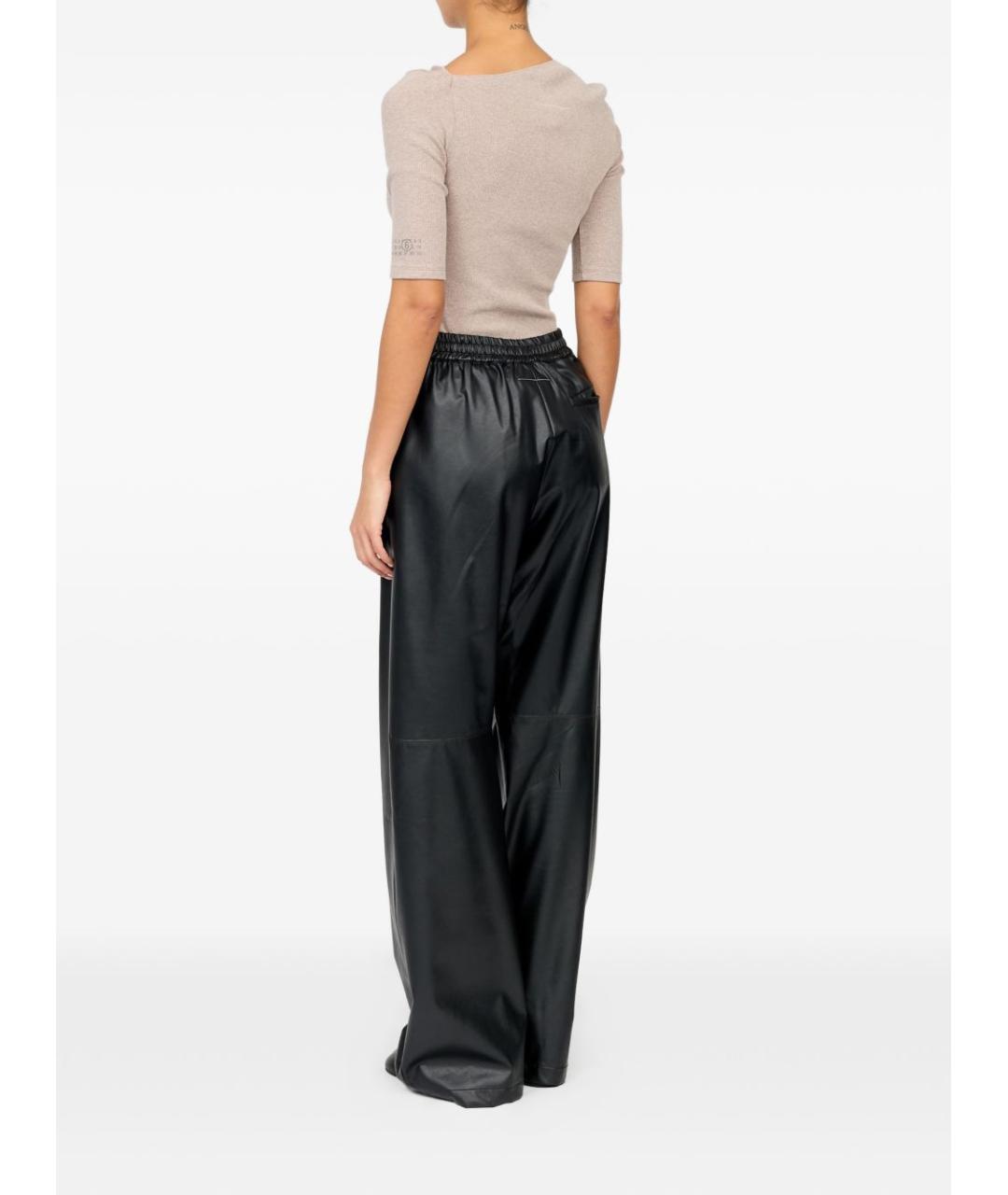 MM6 MAISON MARGIELA Черные синтетические прямые брюки, фото 4