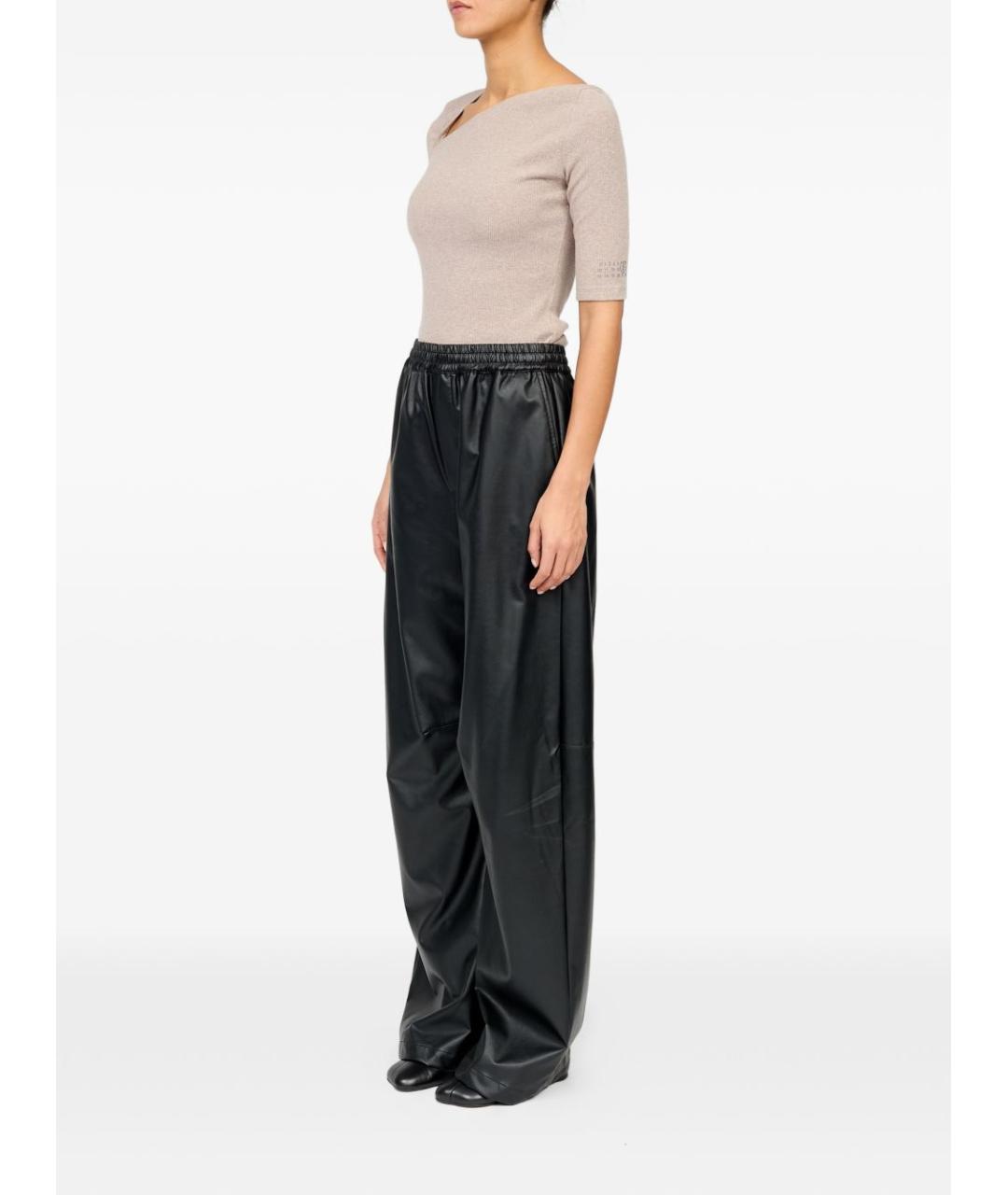 MM6 MAISON MARGIELA Черные синтетические прямые брюки, фото 3