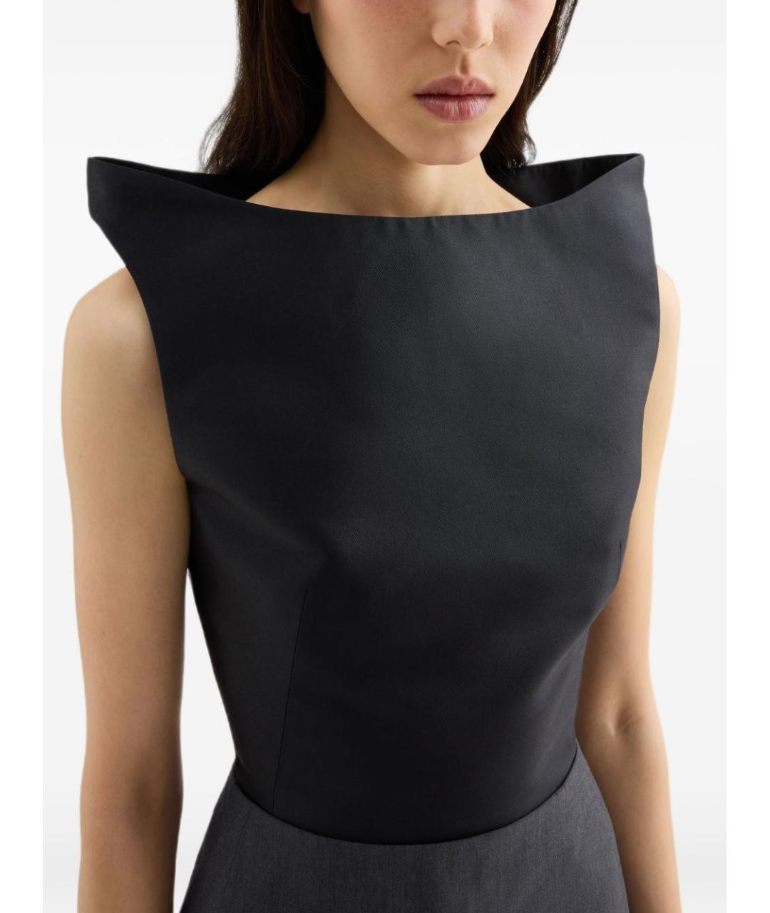 JIL SANDER Черная шелковая блузы, фото 4