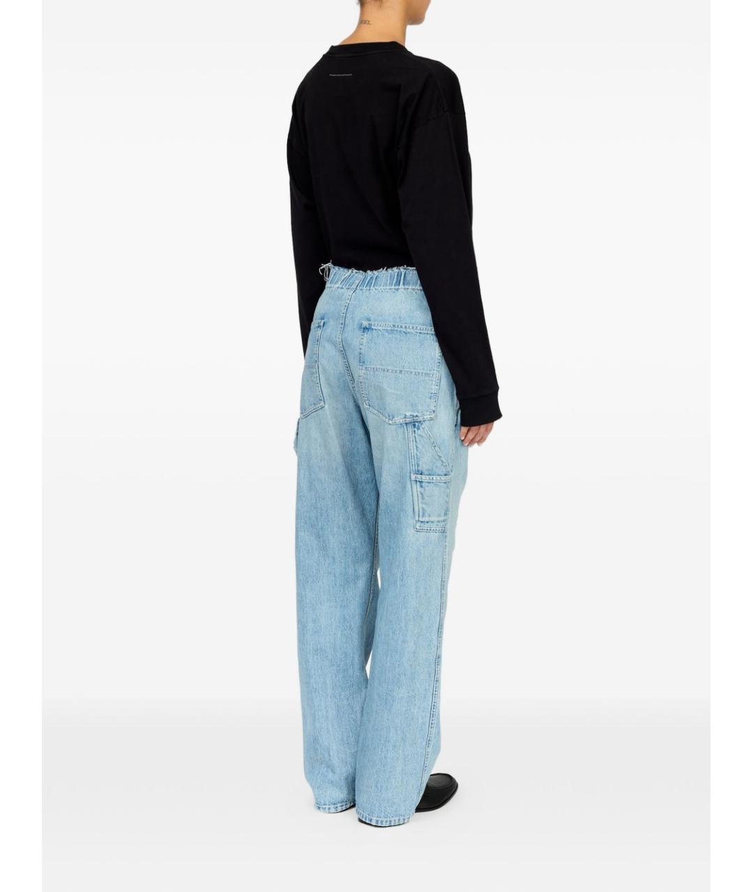 MM6 MAISON MARGIELA Голубые хлопковые прямые джинсы, фото 5