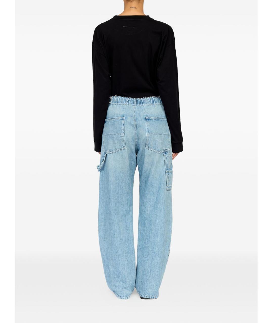 MM6 MAISON MARGIELA Голубые хлопковые прямые джинсы, фото 3