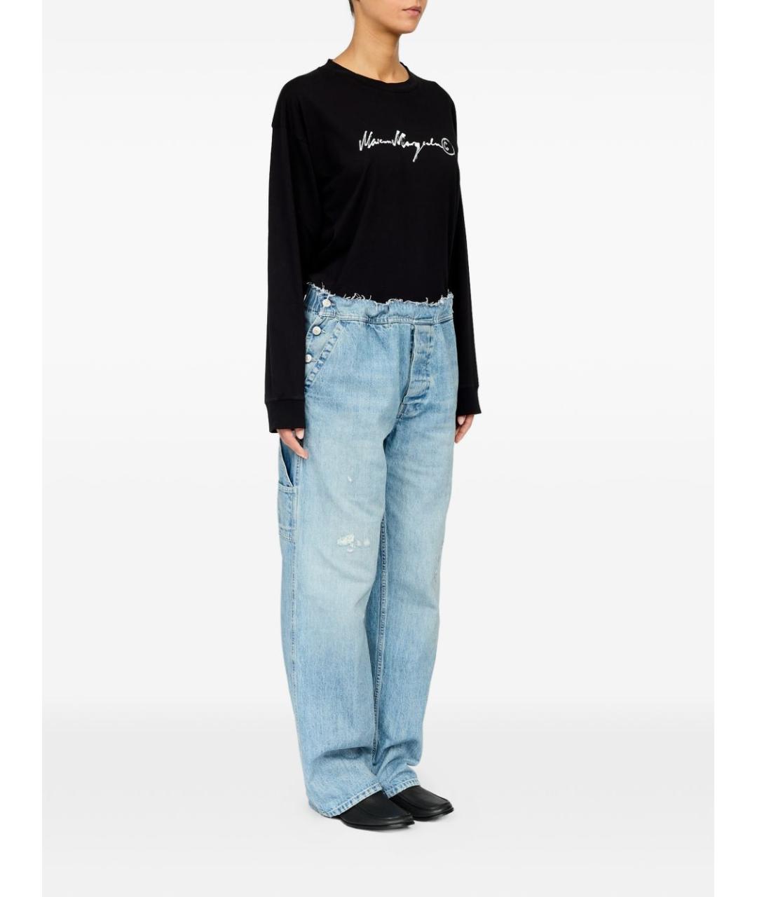 MM6 MAISON MARGIELA Голубые хлопковые прямые джинсы, фото 4