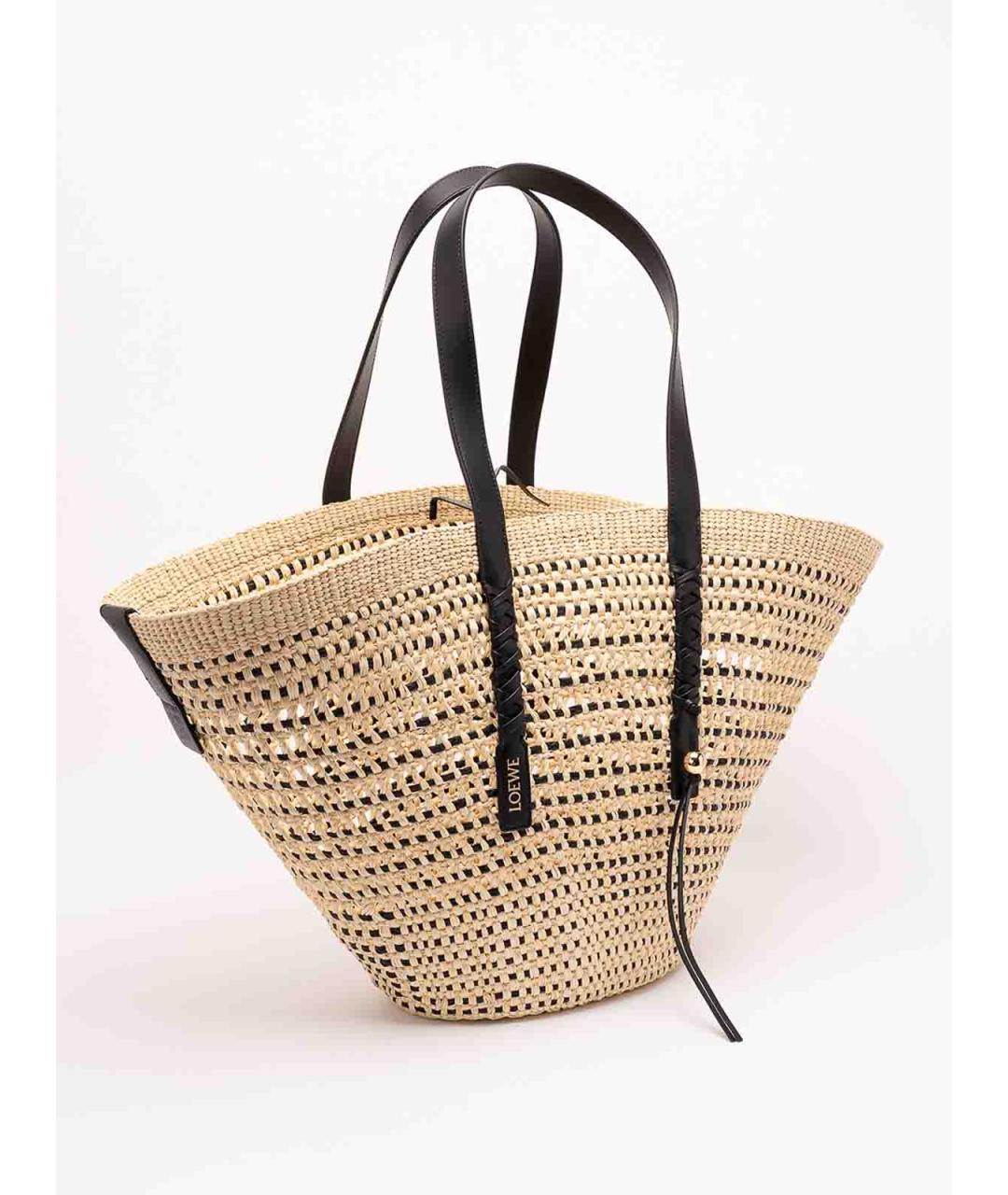 LOEWE Бежевая рафия сумка тоут, фото 3