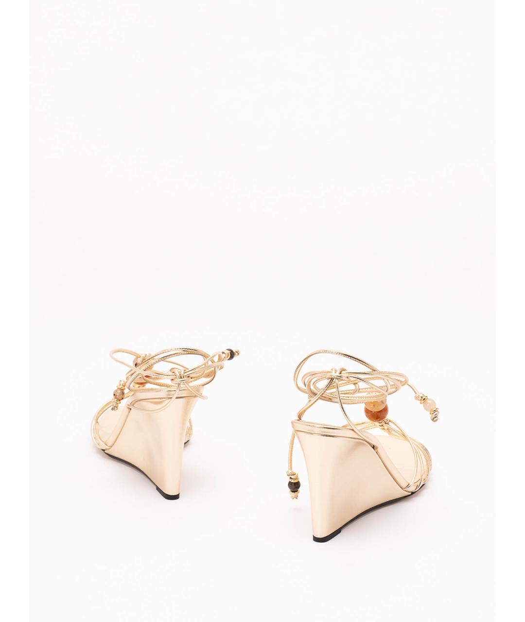 JIMMY CHOO Золотые кожаные босоножки, фото 3
