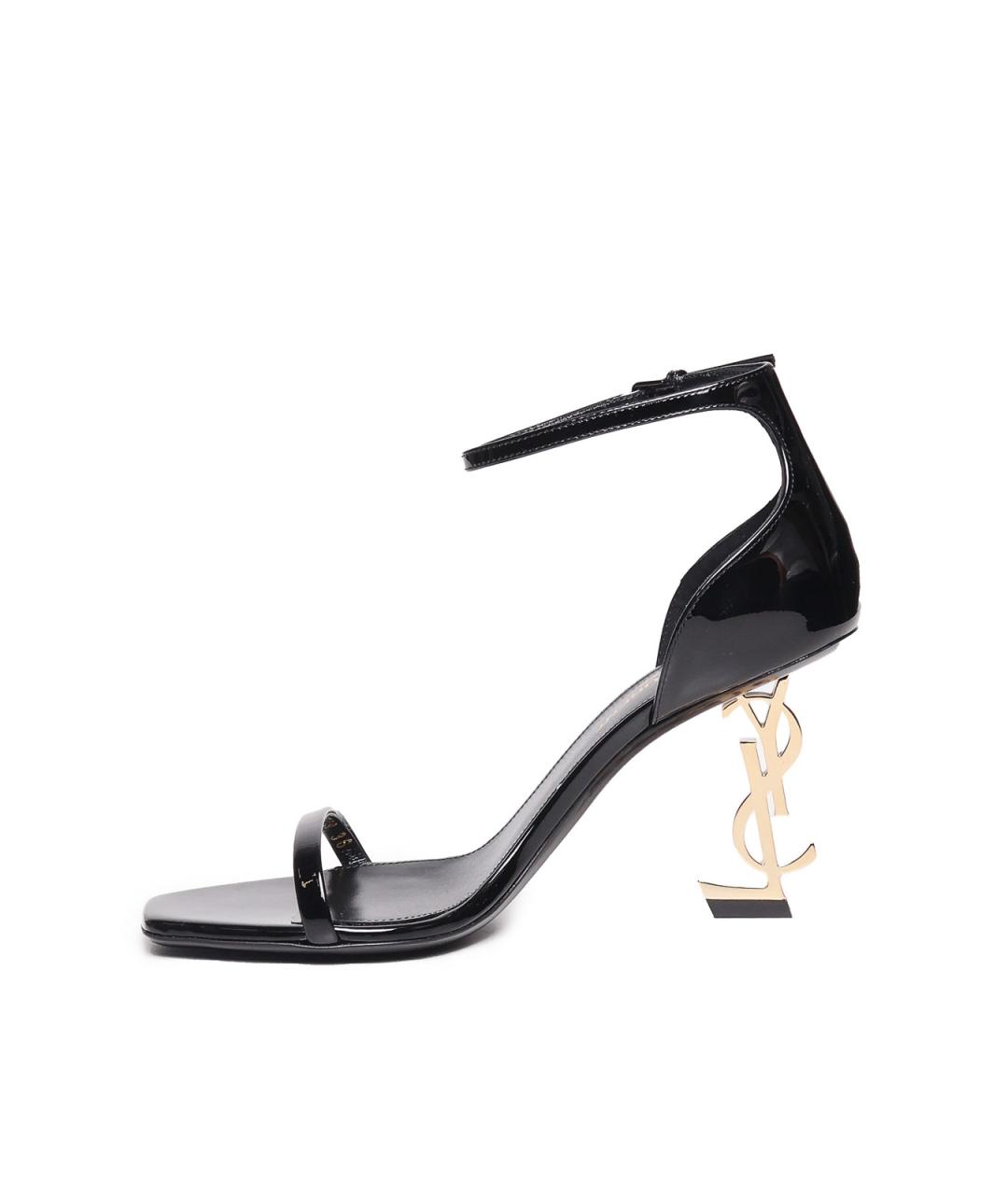 SAINT LAURENT Черные босоножки из лакированной кожи, фото 4
