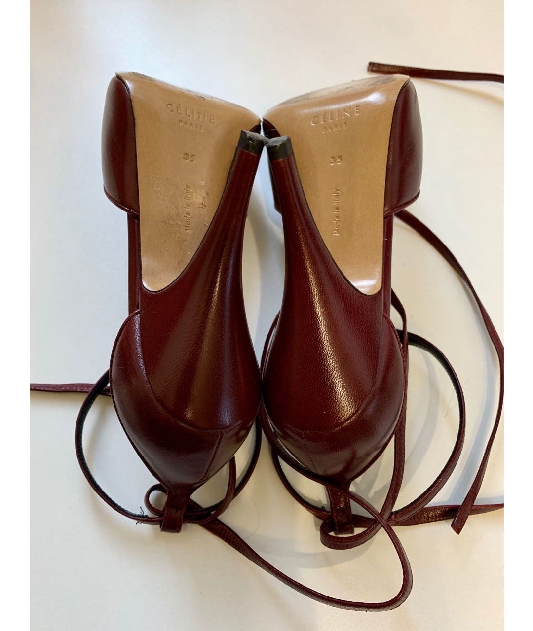 CELINE PRE-OWNED Бордовые кожаные туфли, фото 4