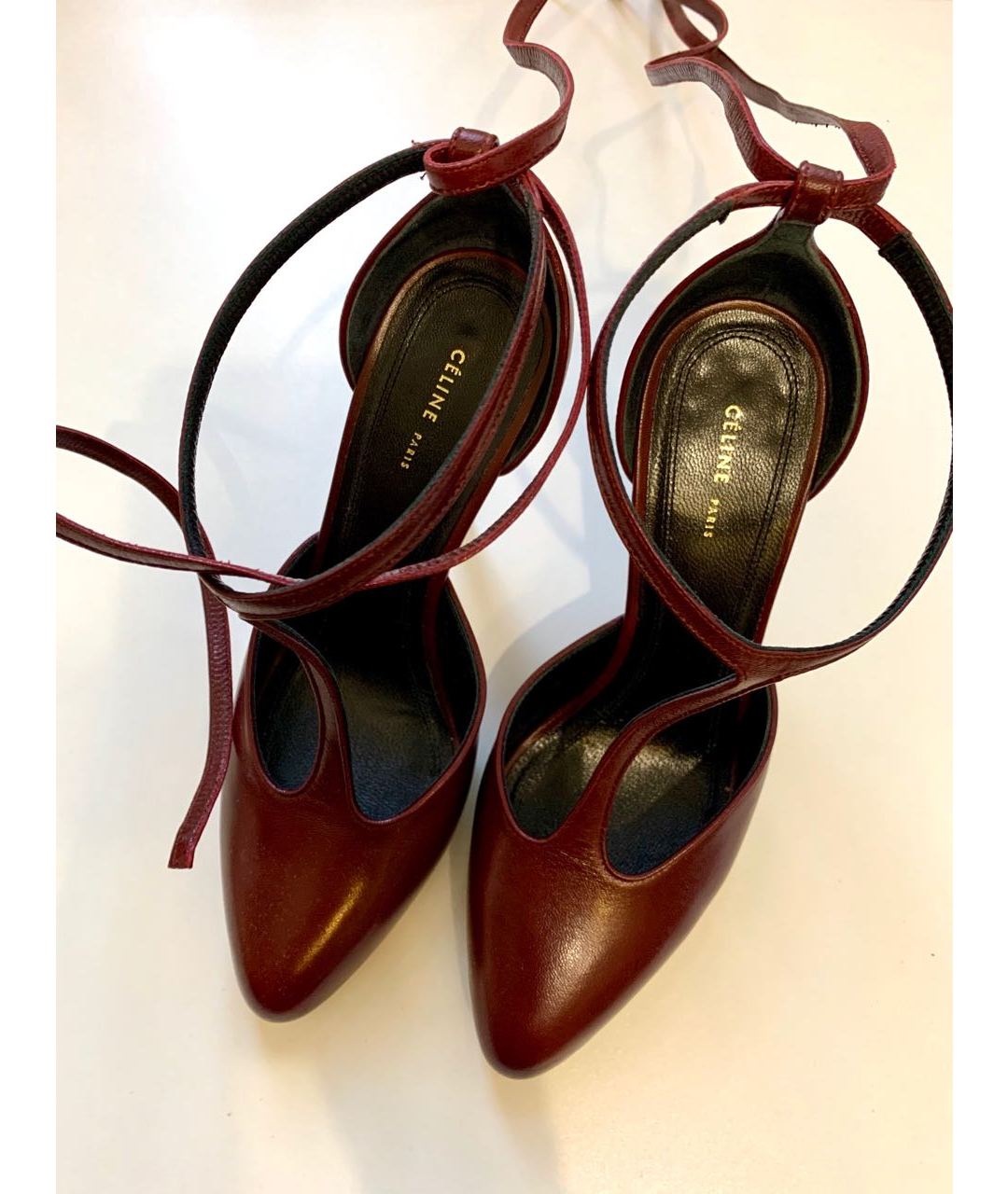 CELINE PRE-OWNED Бордовые кожаные туфли, фото 2