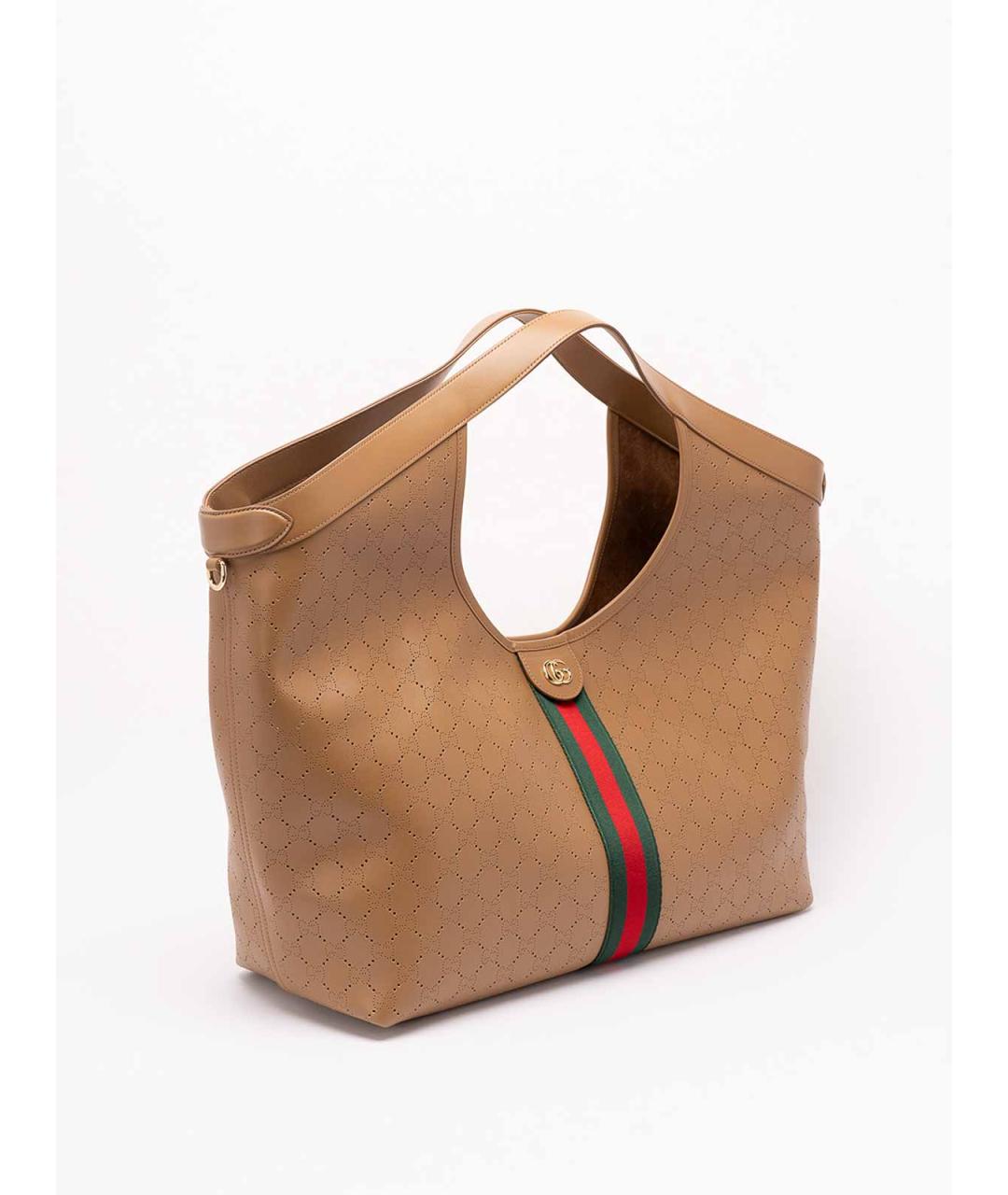 GUCCI Бежевая кожаная сумка тоут, фото 3