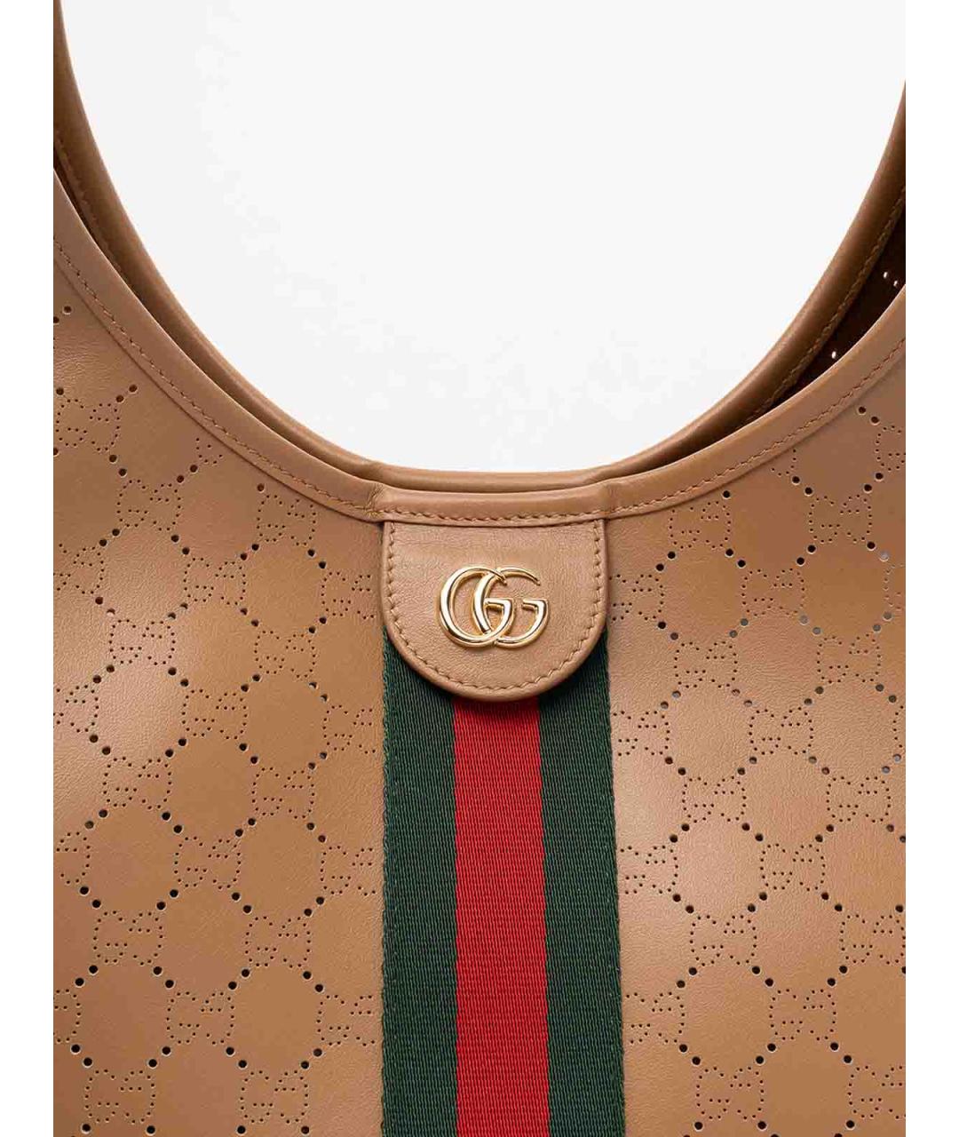 GUCCI Бежевая кожаная сумка тоут, фото 5