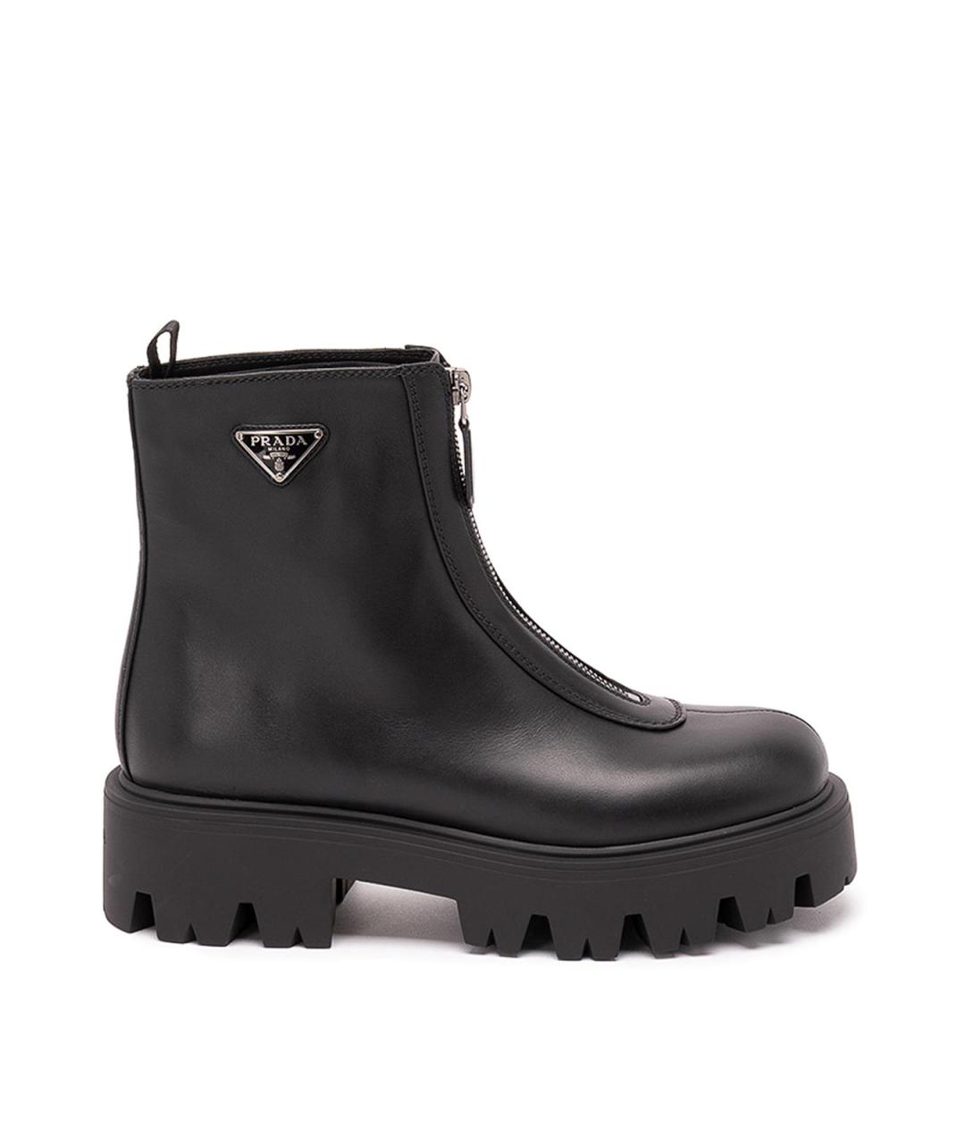 PRADA Черные кожаные ботинки, фото 1