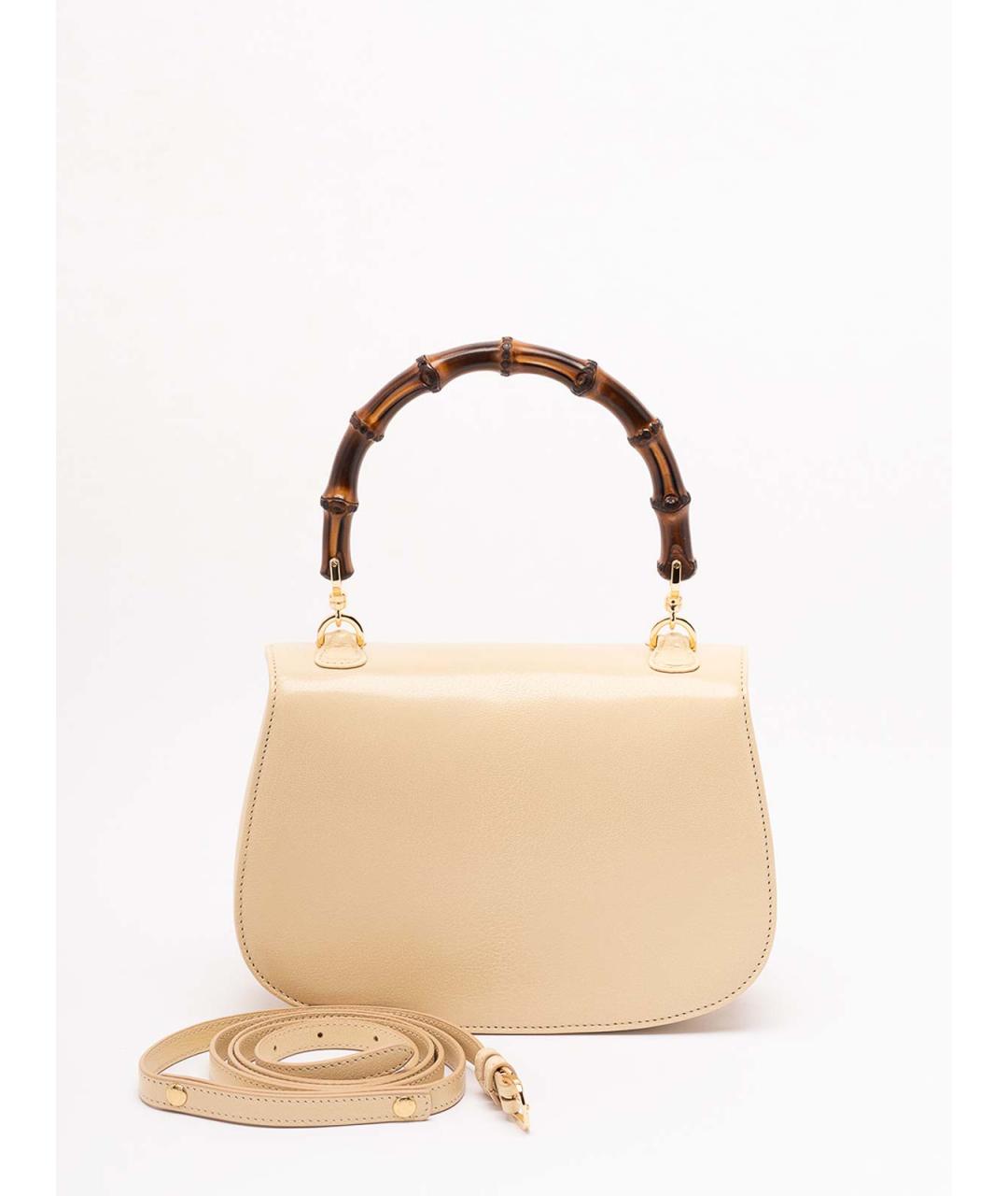 GUCCI Бежевая кожаная сумка тоут, фото 2