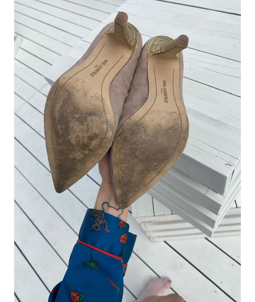 KARL LAGERFELD Бежевые замшевые туфли, фото 6