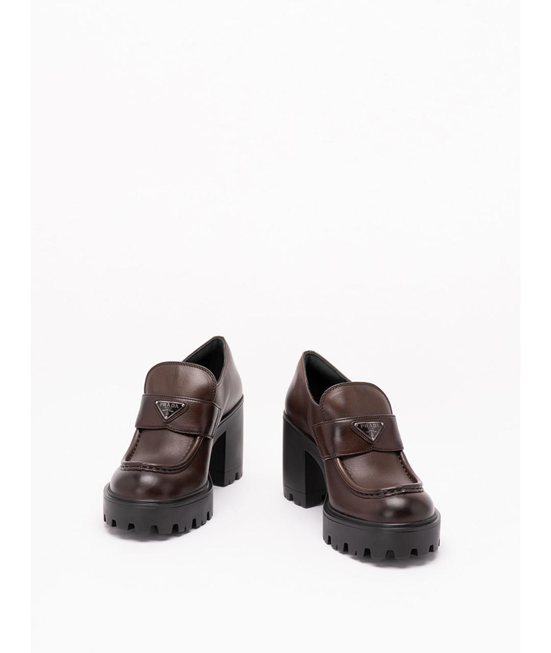 PRADA Коричневые кожаные лоферы, фото 2