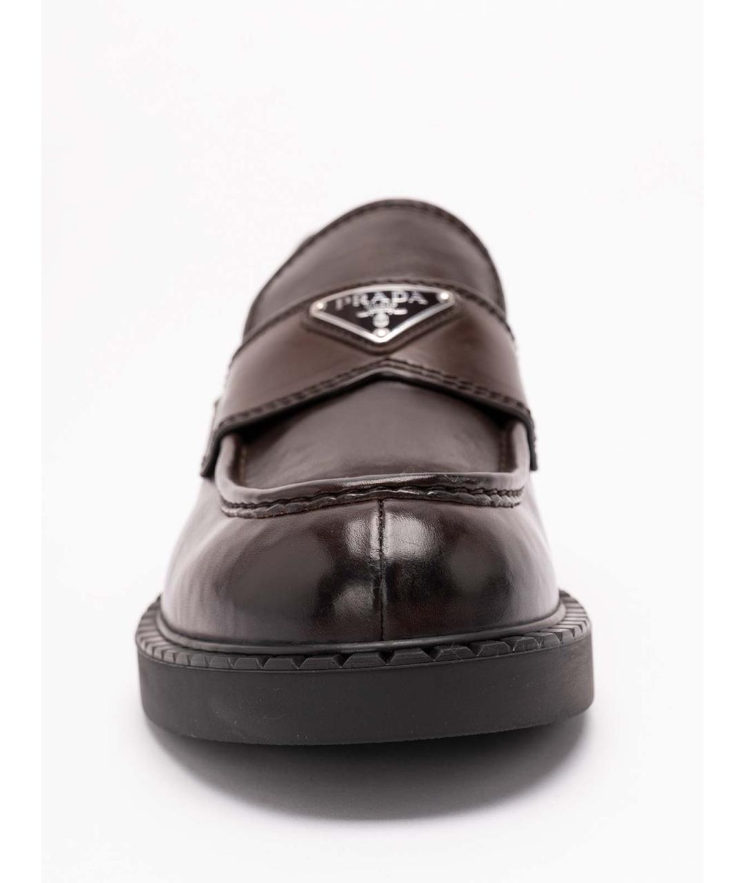 PRADA Коричневые кожаные лоферы, фото 5