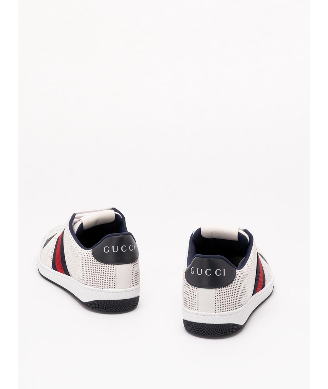 GUCCI Белые кожаные низкие кроссовки / кеды, фото 3