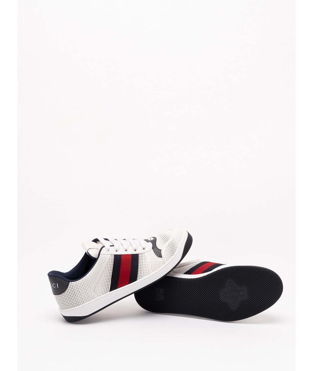 GUCCI Белые кожаные низкие кроссовки / кеды, фото 4