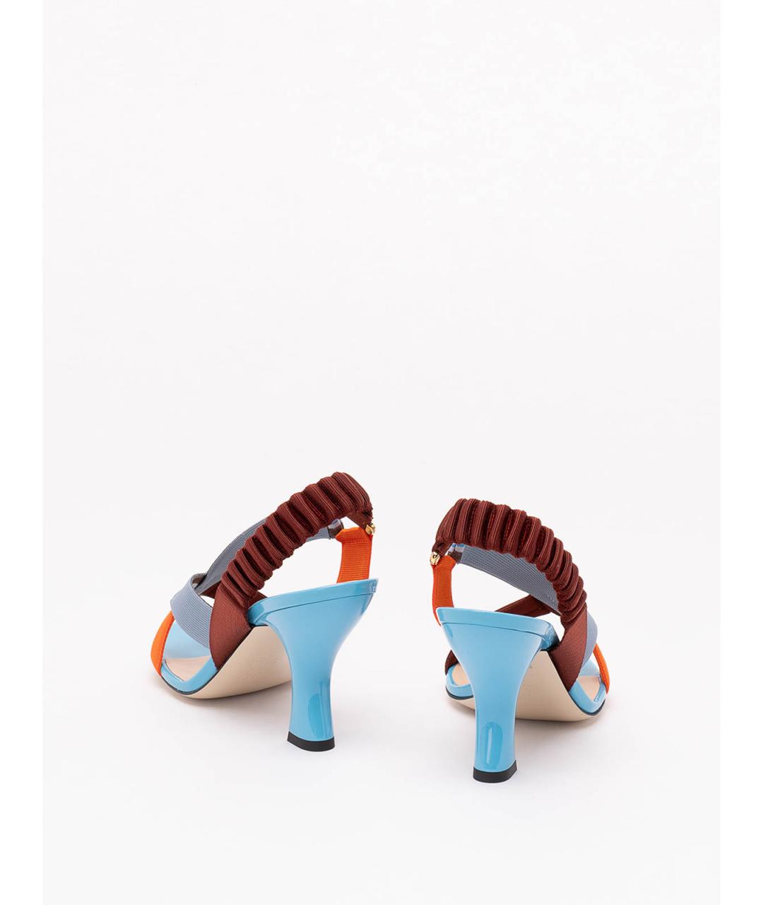 FENDI Голубые текстильные босоножки, фото 3