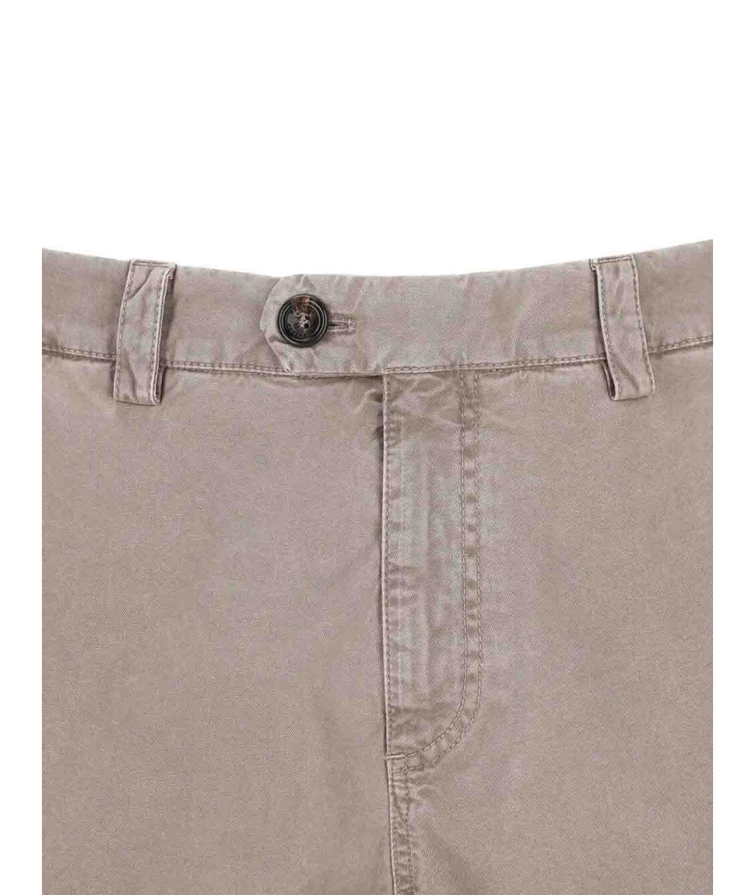 BRUNELLO CUCINELLI Серые хлопковые повседневные брюки, фото 4