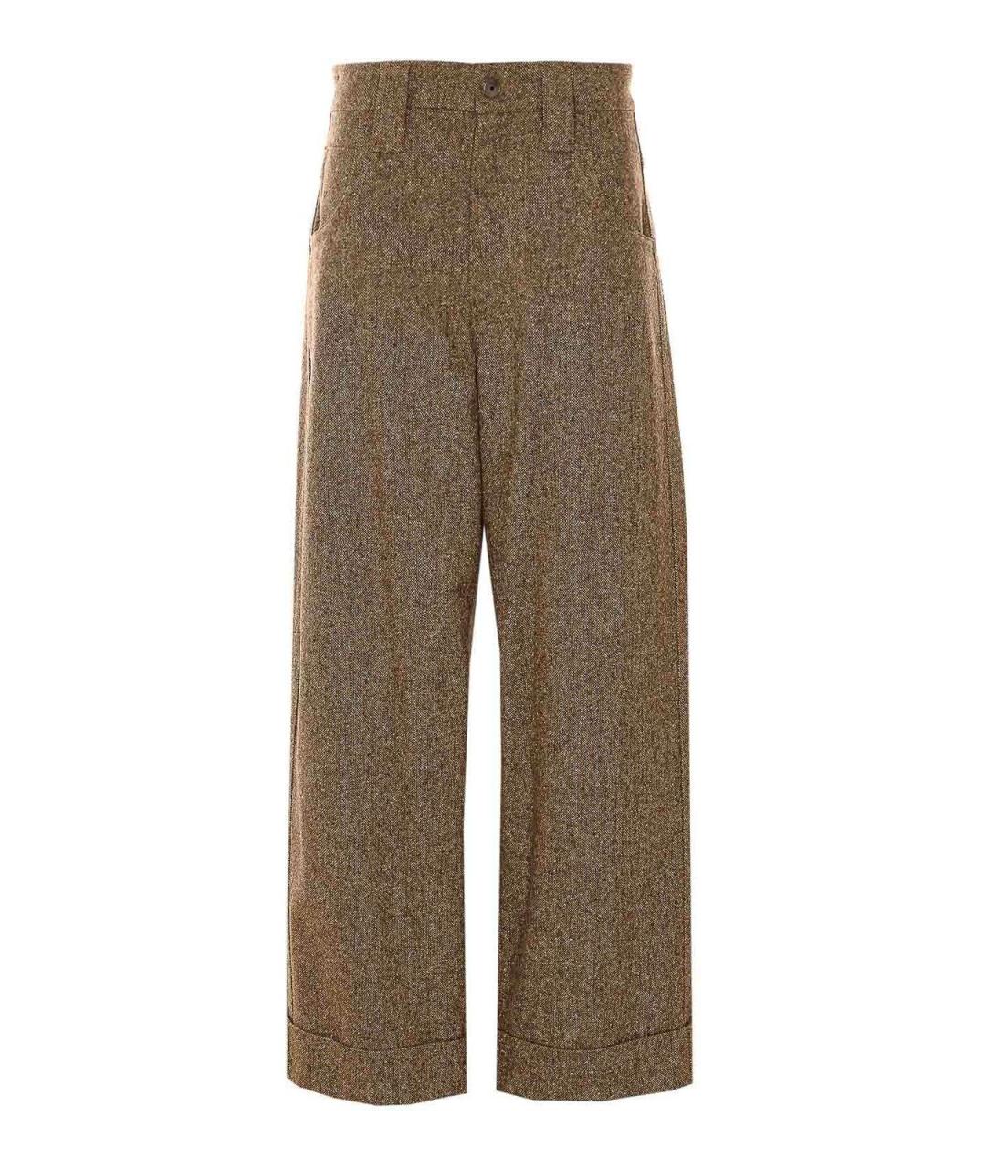 BRUNELLO CUCINELLI Коричневые шерстяные прямые брюки, фото 1