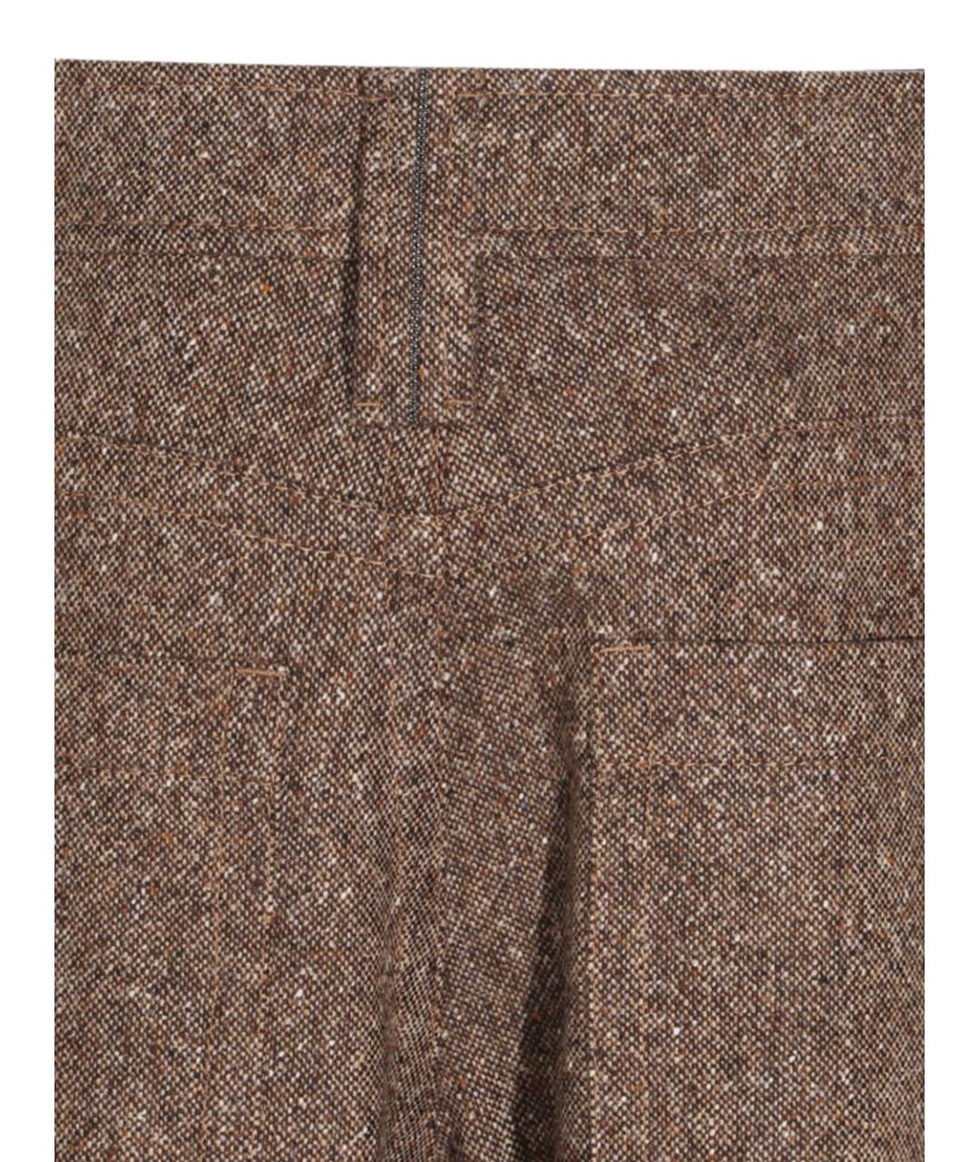 BRUNELLO CUCINELLI Коричневые шерстяные прямые брюки, фото 5