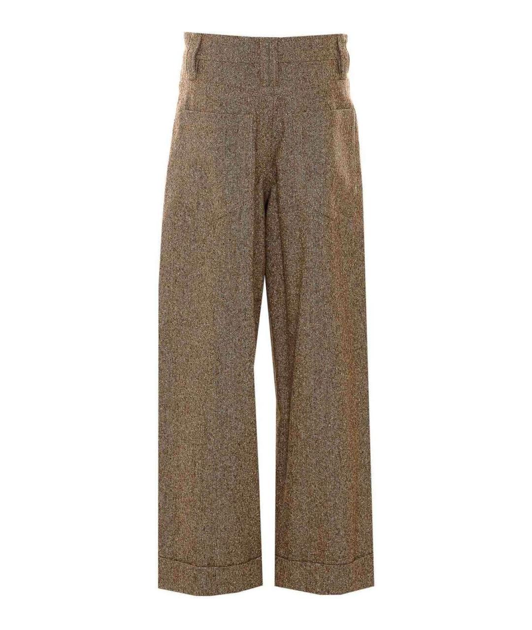 BRUNELLO CUCINELLI Коричневые шерстяные прямые брюки, фото 2