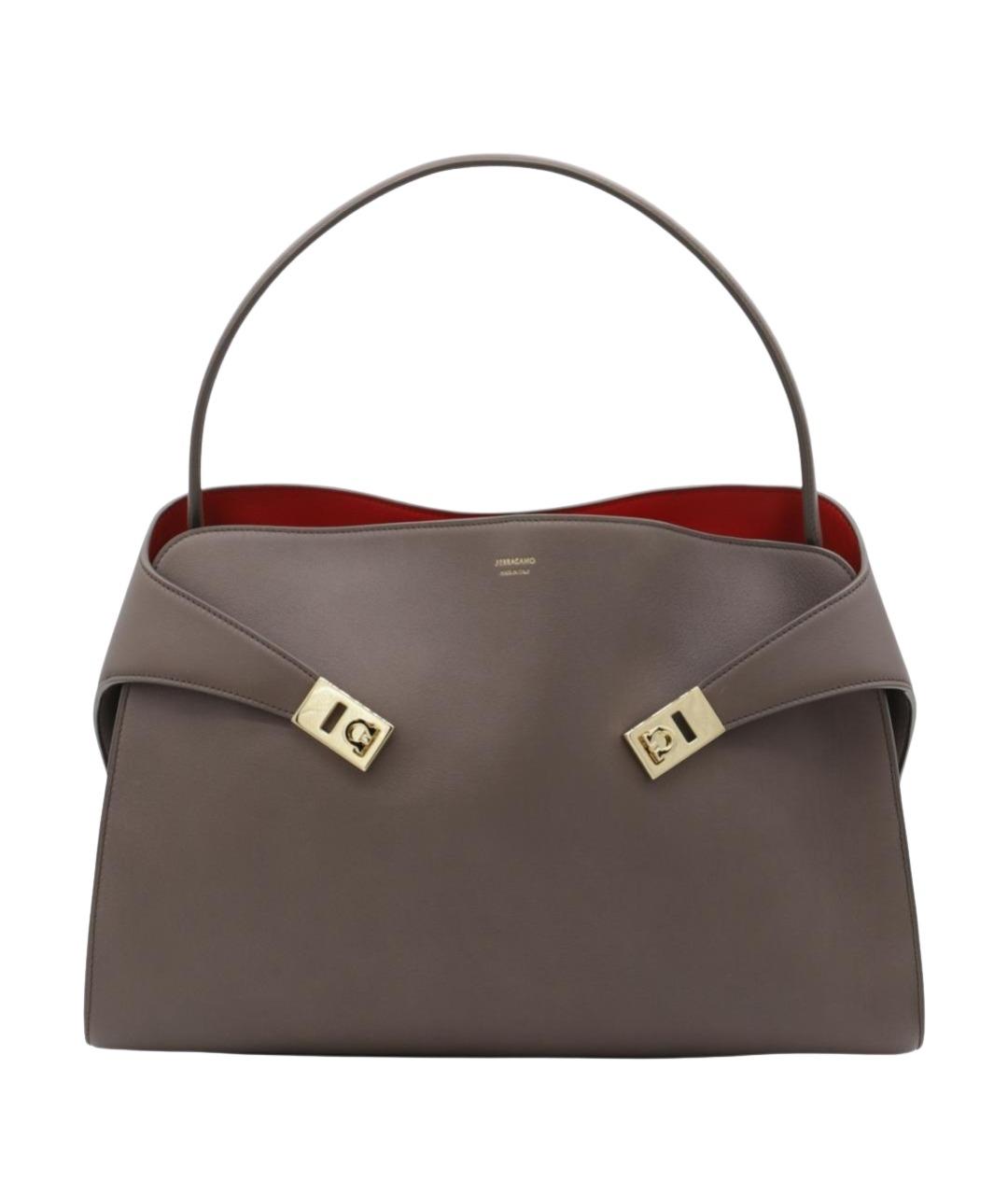 FERRAGAMO Коричневая кожаная сумка тоут, фото 1