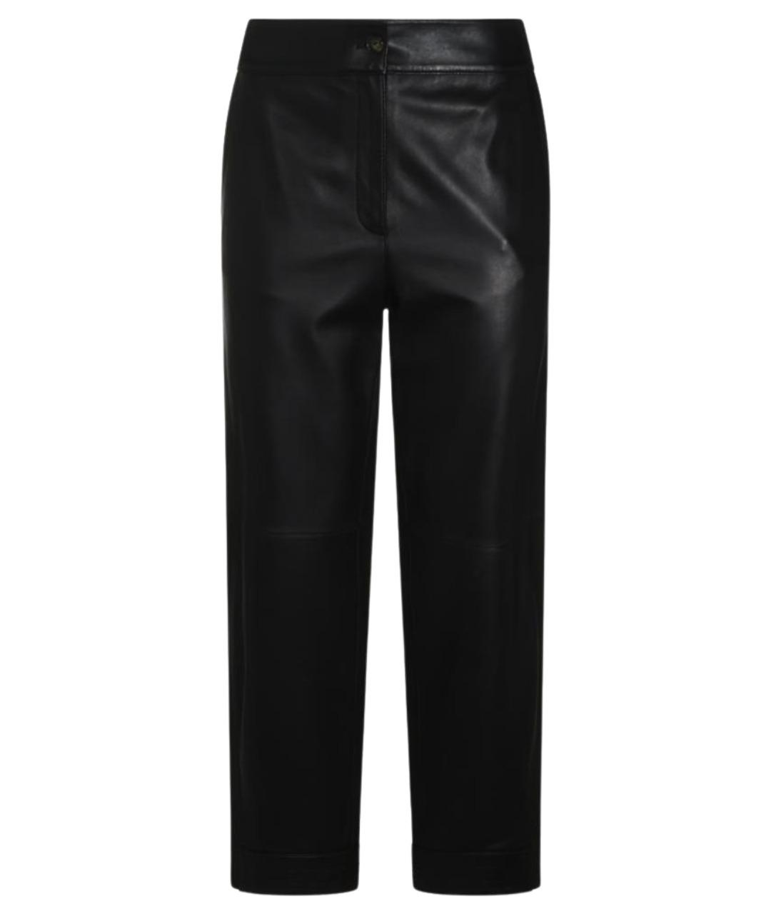 PORTS 1961 Черные кожаные прямые брюки, фото 1
