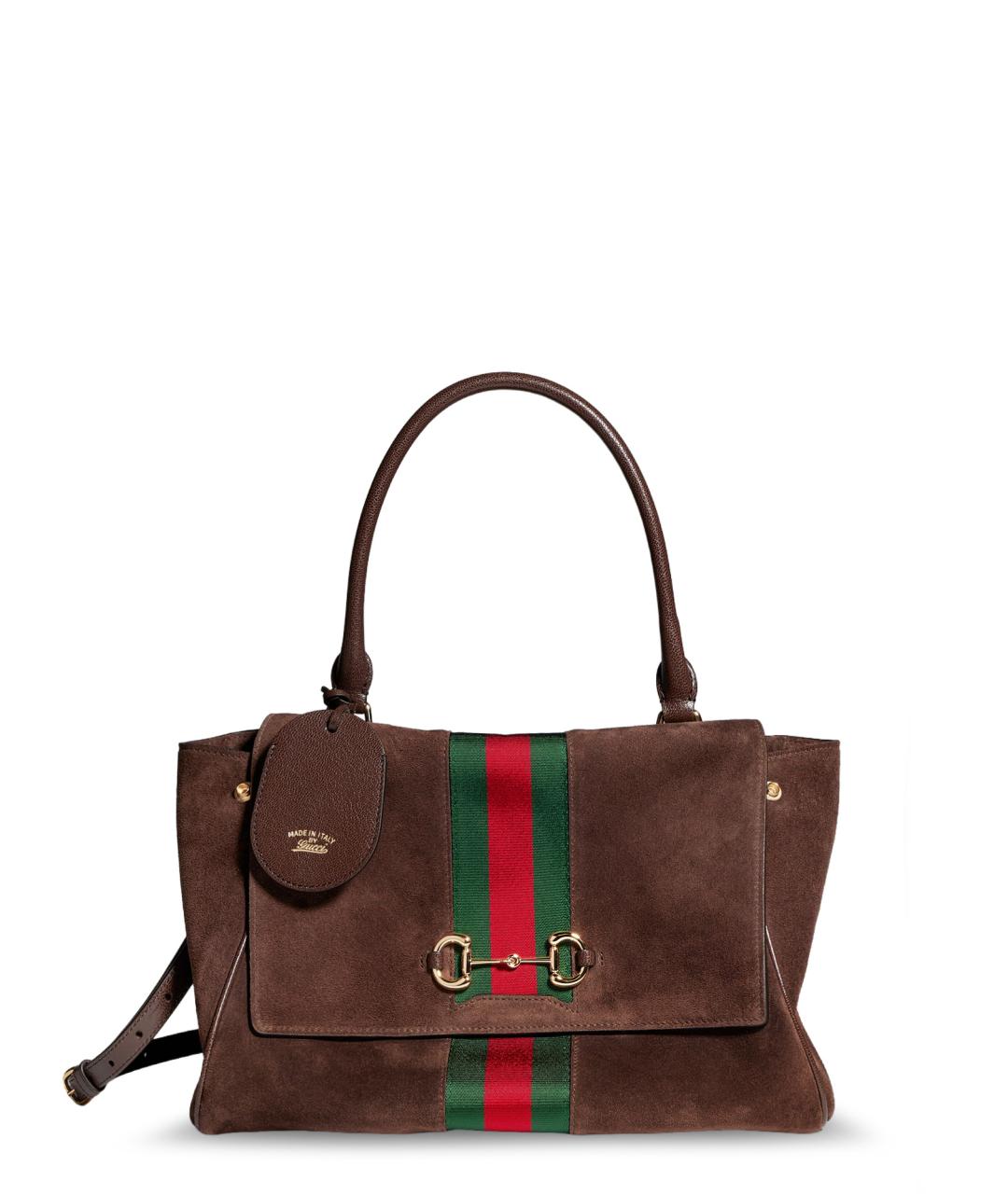 GUCCI Коричневая замшевая сумка тоут, фото 1