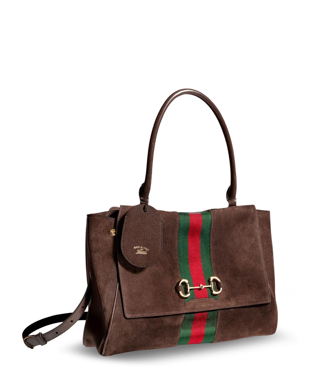 GUCCI Коричневая замшевая сумка тоут, фото 3