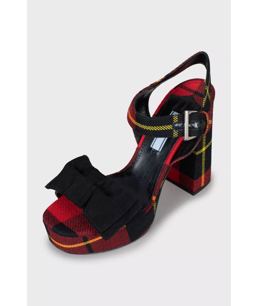 PRADA Красные текстильные босоножки, фото 2