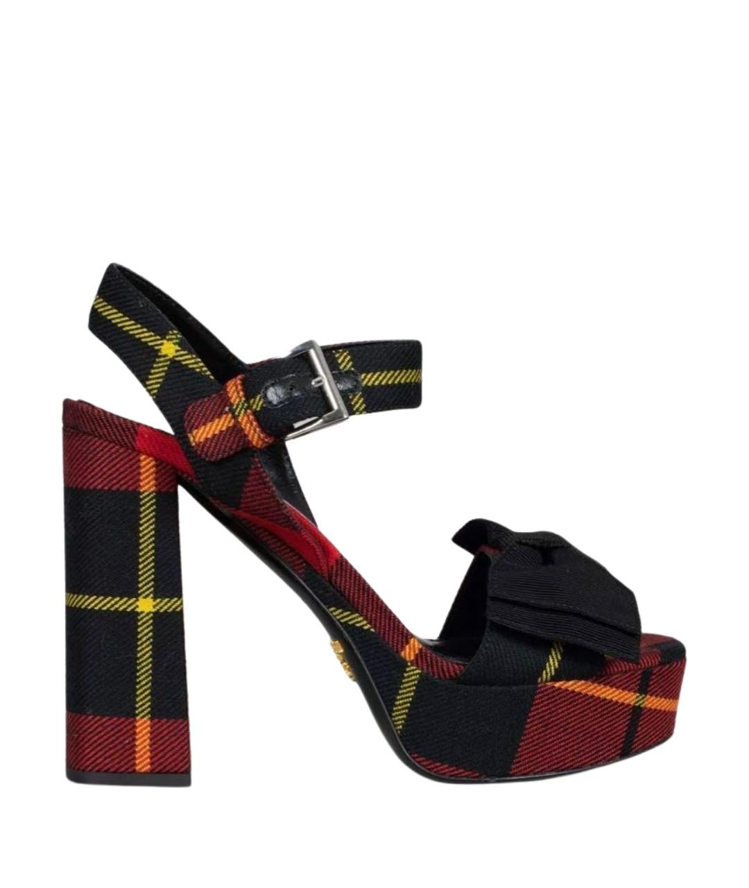 PRADA Красные текстильные босоножки, фото 1