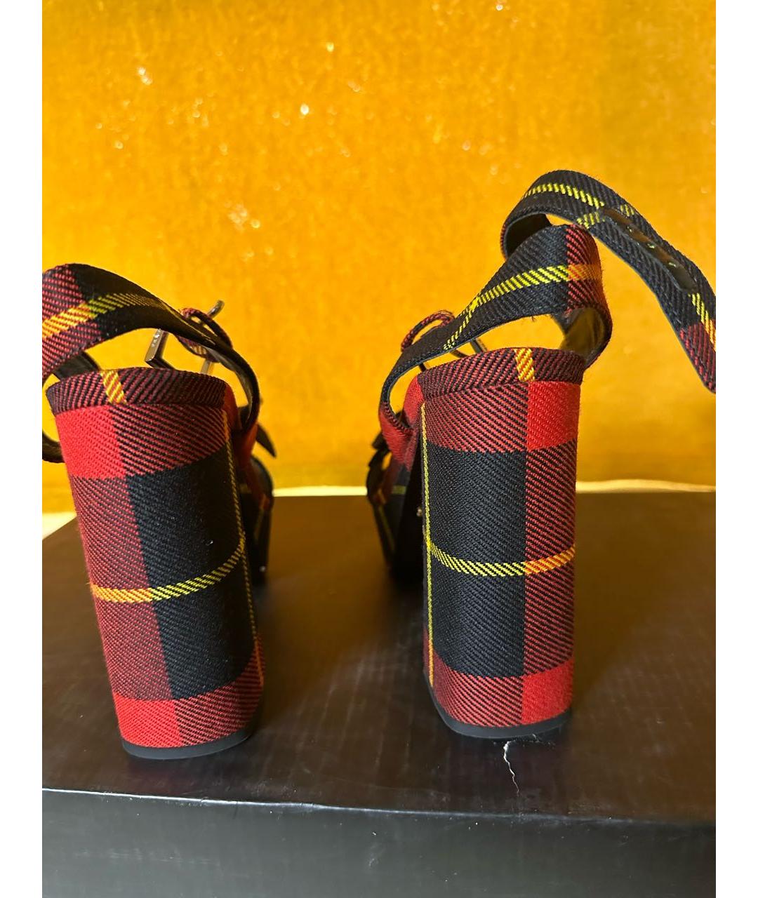 PRADA Красные текстильные босоножки, фото 3