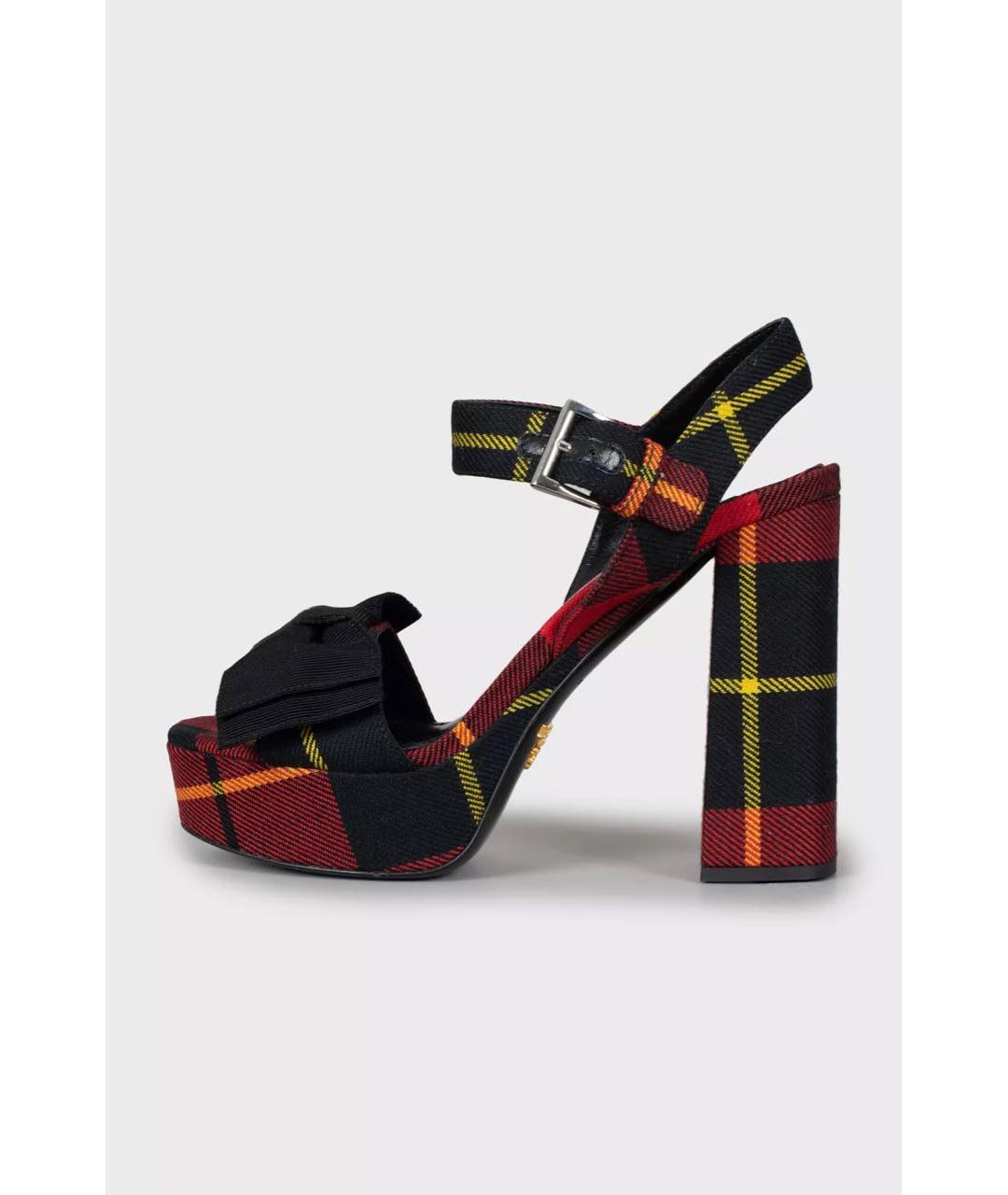 PRADA Красные текстильные босоножки, фото 6